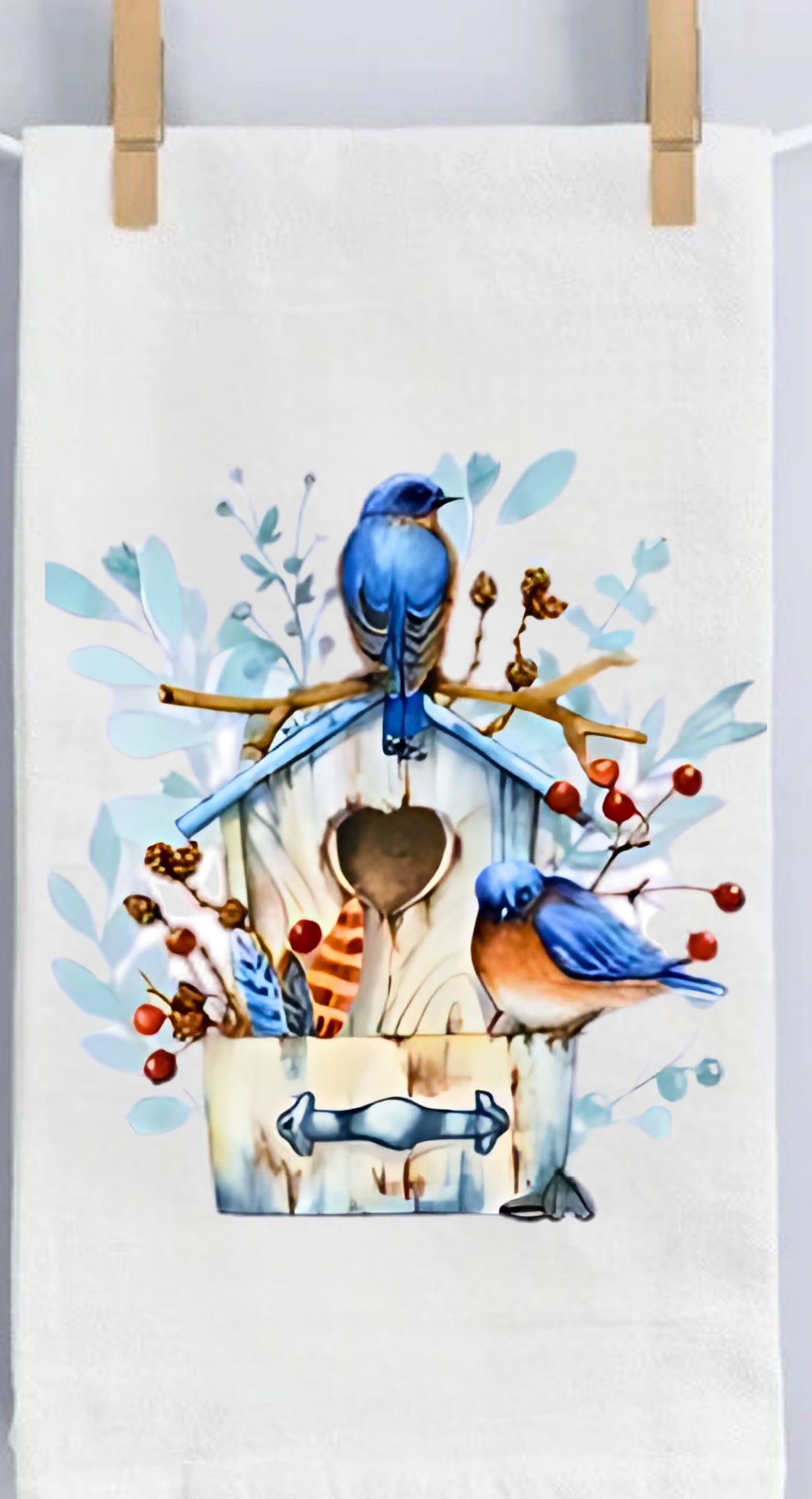 Bluebird House Waffle Weave Tea Towel