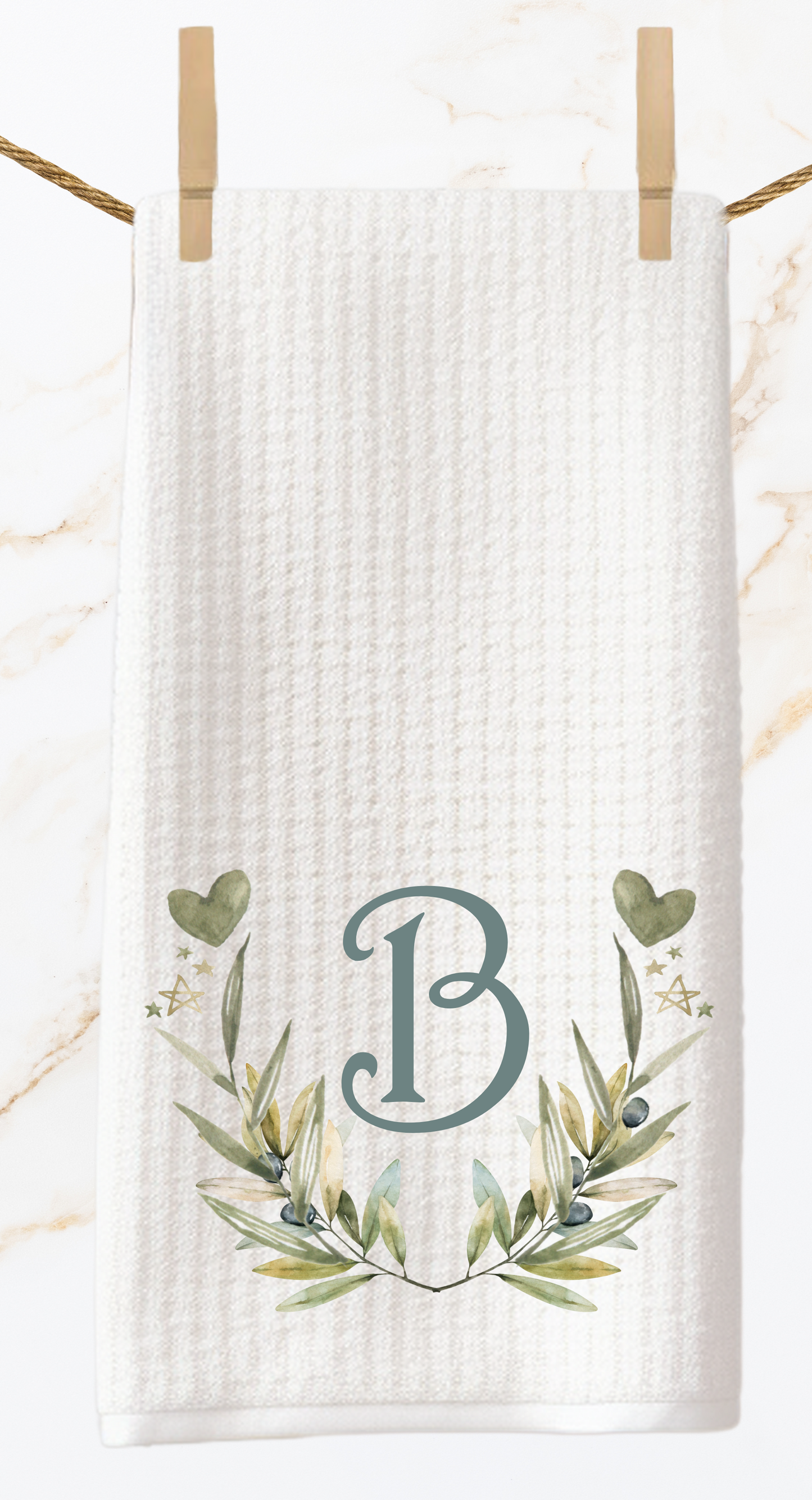 Personalized Monogram Wreath Tea Towels - Set of Two