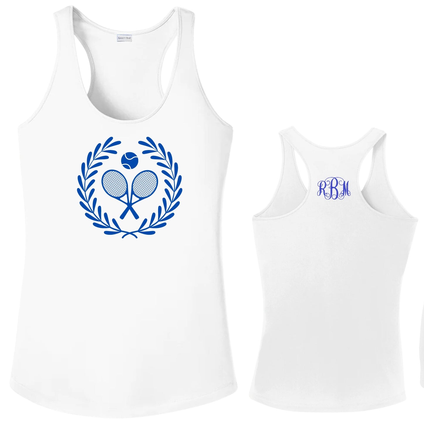 Tennis Laurel Monogram Racerback Tank
