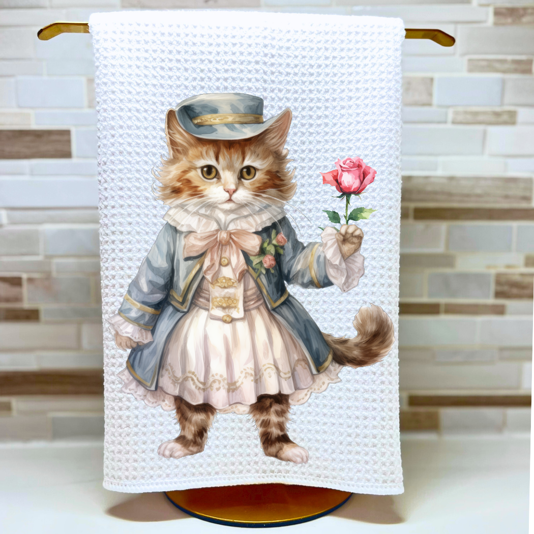 Geschirrtuch mit Waffelmuster „Regency Cat“