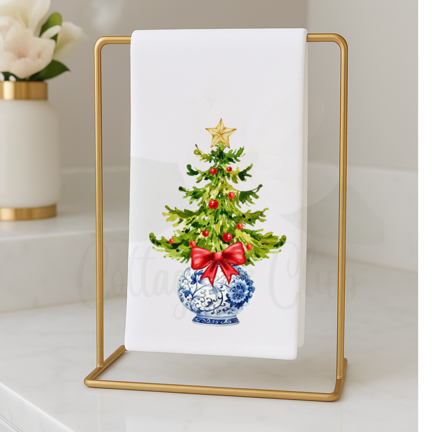 Christmas Tree in Blue Chiny Jar