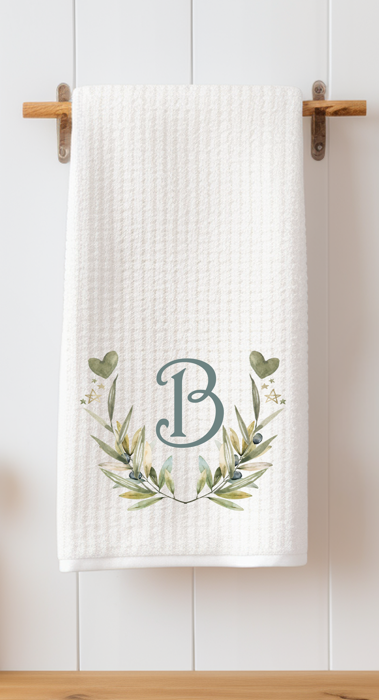 Personalized Monogram Wreath Tea Towels - Set of Two