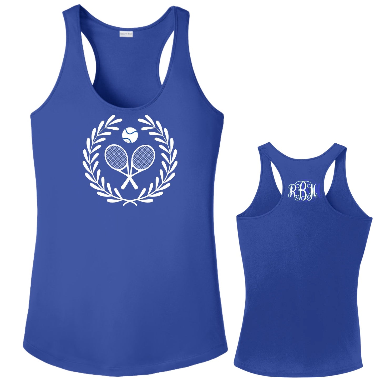 Tennis Laurel Monogram Racerback Tank