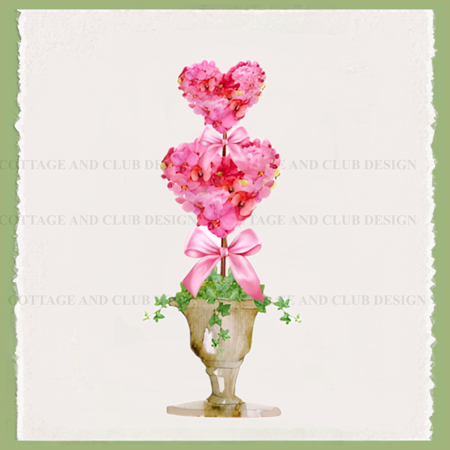 Valentine's Day Heart Topiary Tea Towel