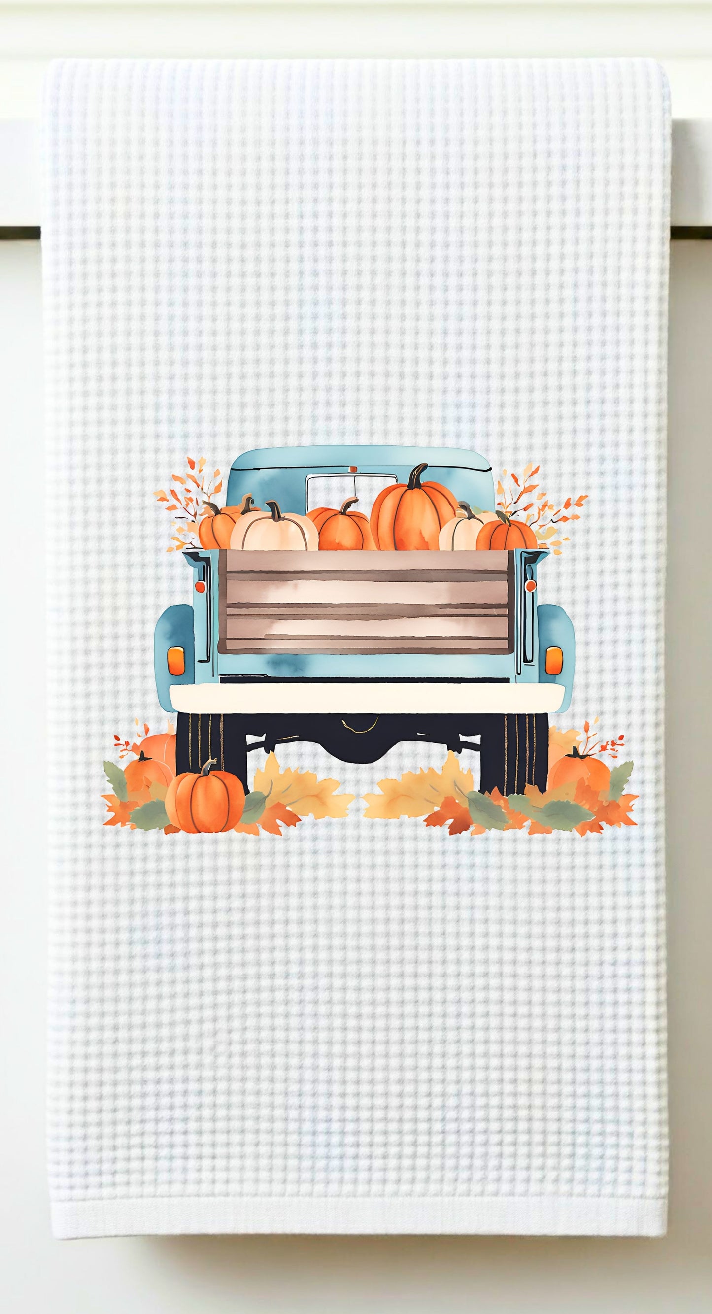 Vintage Truck with Pumpkins Dish Towel – Waffle Weave or Flour Sack