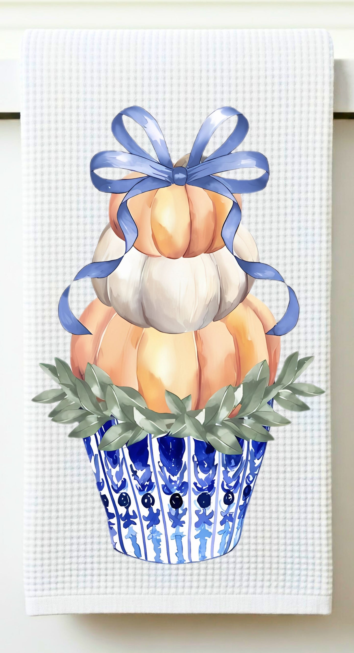 Blue & White Stacked Pumpkin