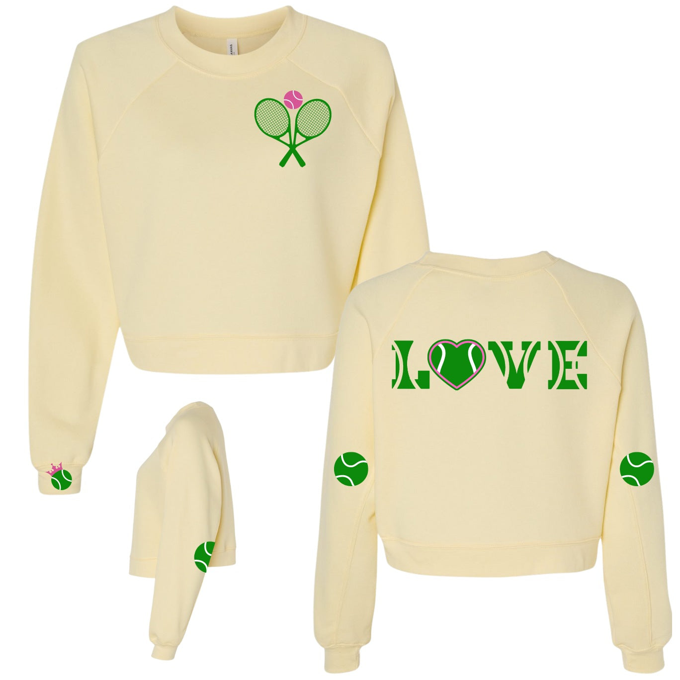 Tennis with Love Crossed Racquets Crew - Choose Your Design Color