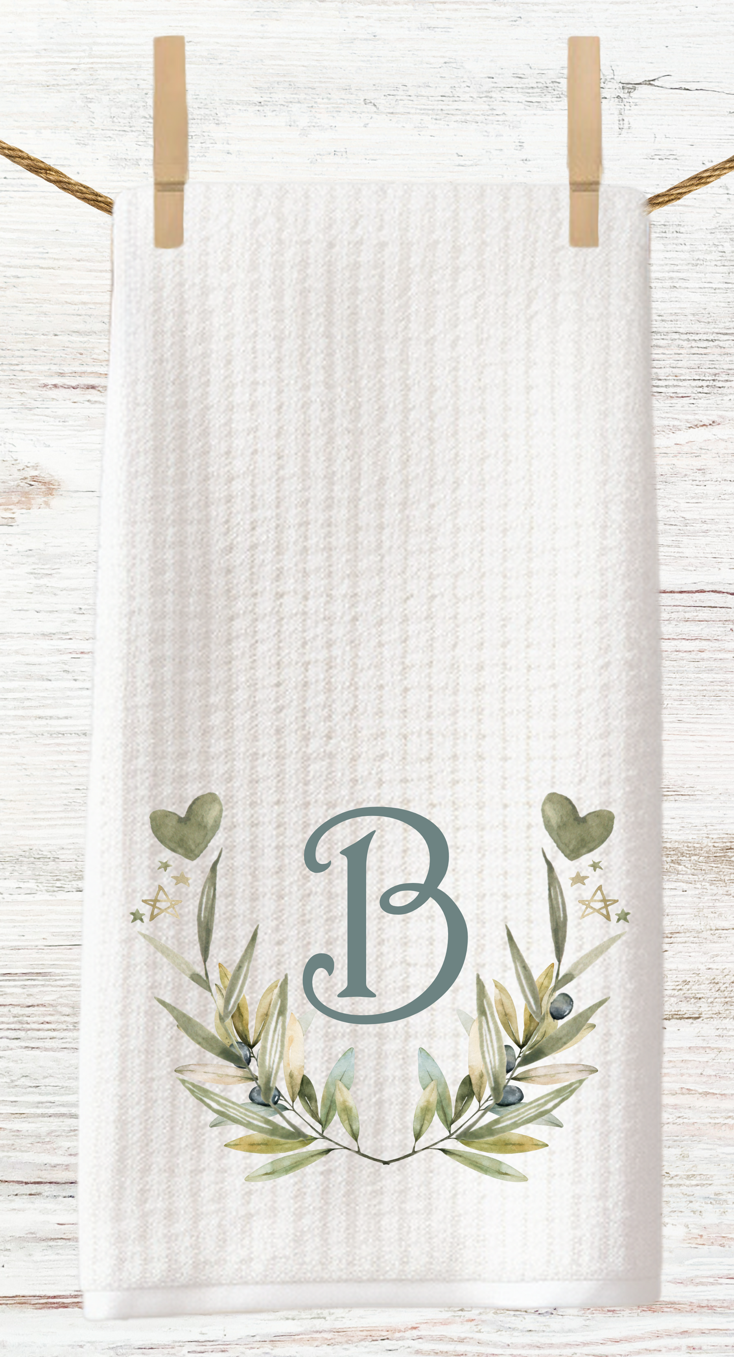 Personalized Monogram Wreath Tea Towels - Set of Two