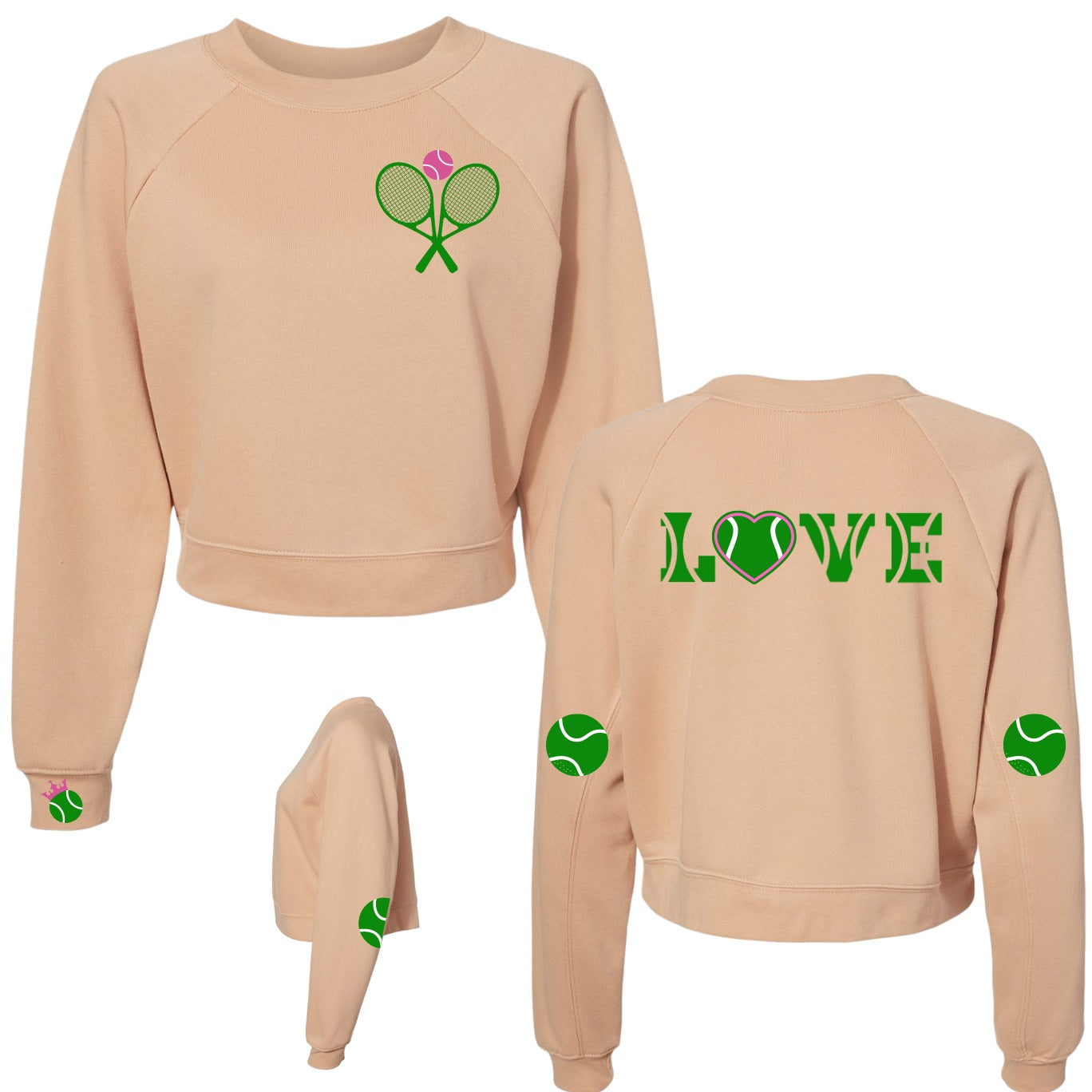 Tennis with Love Crossed Racquets Crew - Choose Your Design Color