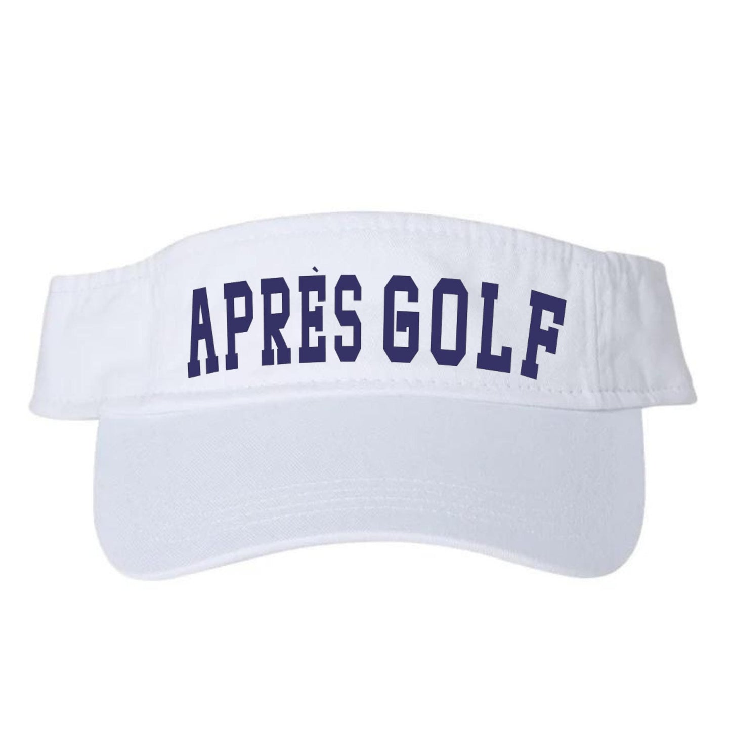 Après Golf Visor - Stylish White Golf Cap with Navy Embroidery - Perfect Clubhouse Accessory - Gift for Golf Lovers, Unisex Style