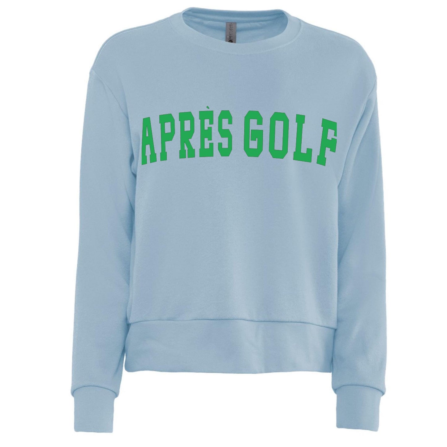 Après Golf Boyfriend Crew - Cozy White Sweatshirt with Bold Navy Lettering - Unisex Golf Lover Gift - Perfect Post-Round Comfort Apparel