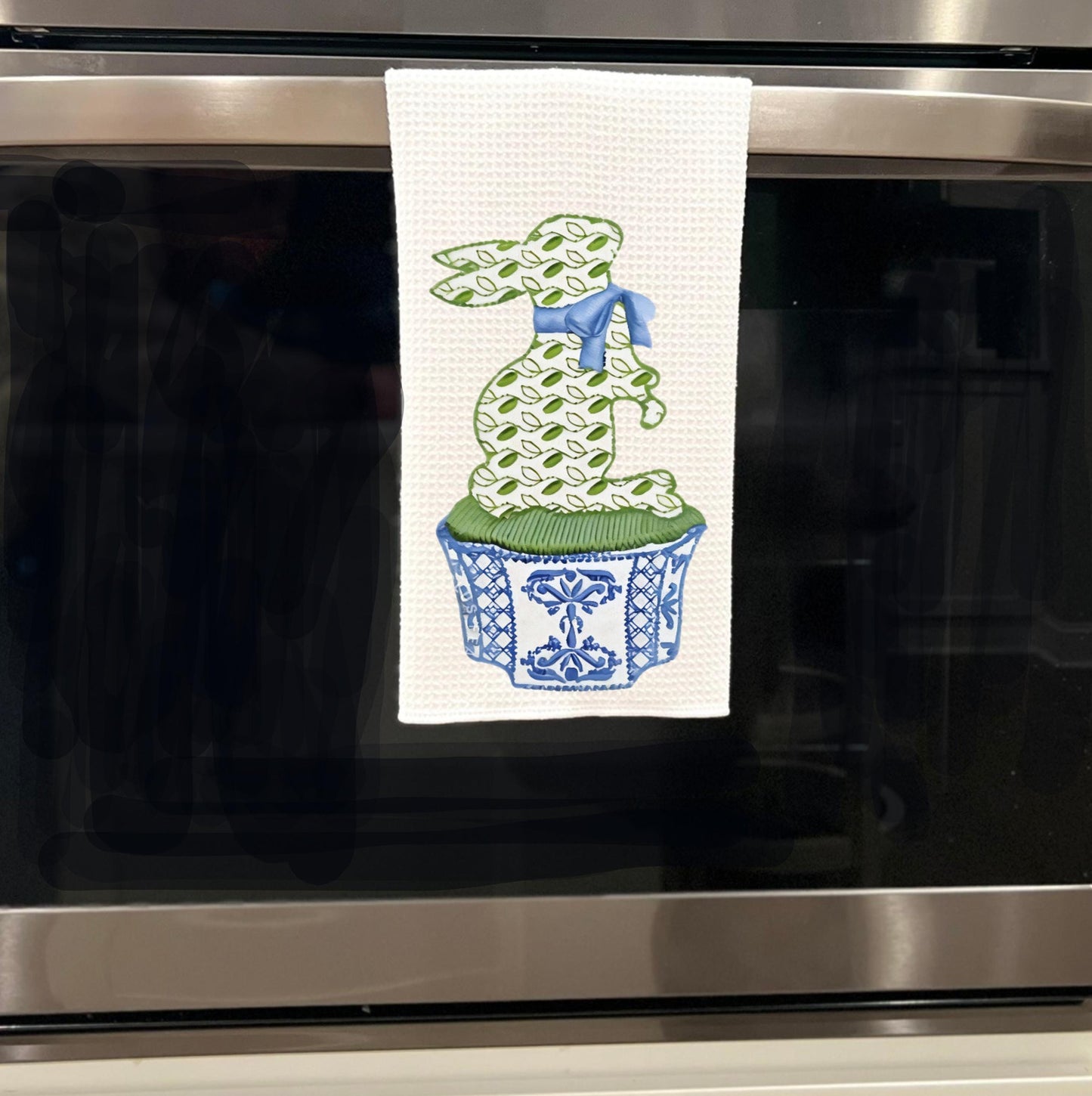 Cloisonne Blue Bunny Tea Towel