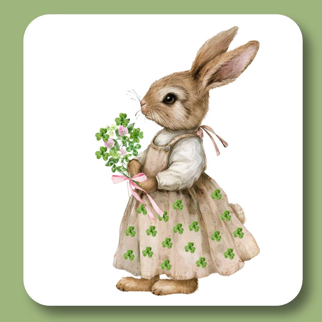 Clover Bunny Tea Towel