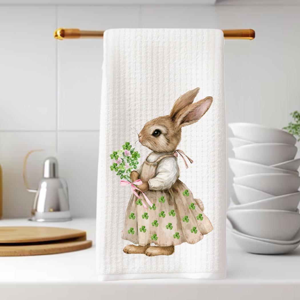 Clover Bunny Tea Towel