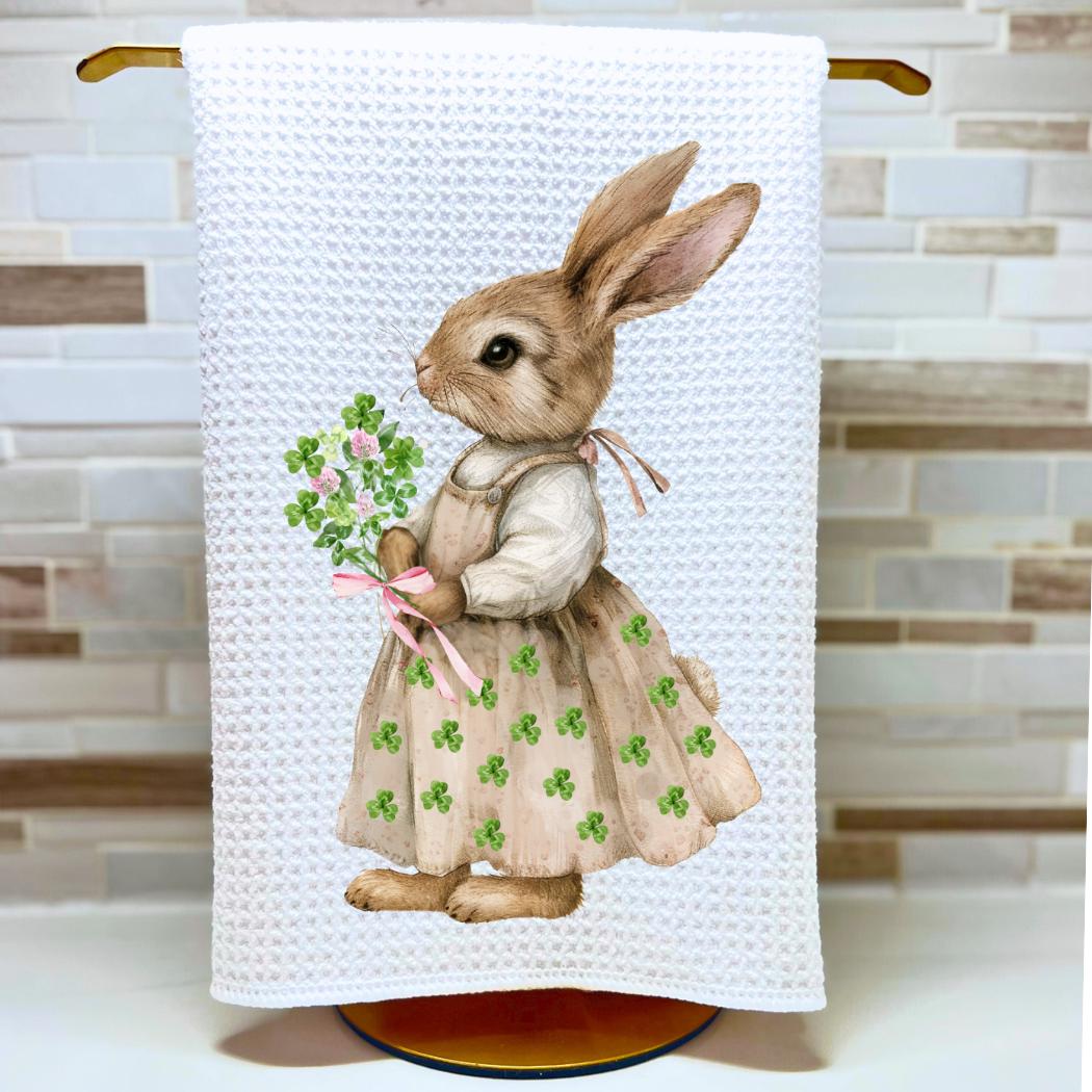 Clover Bunny Tea Towel
