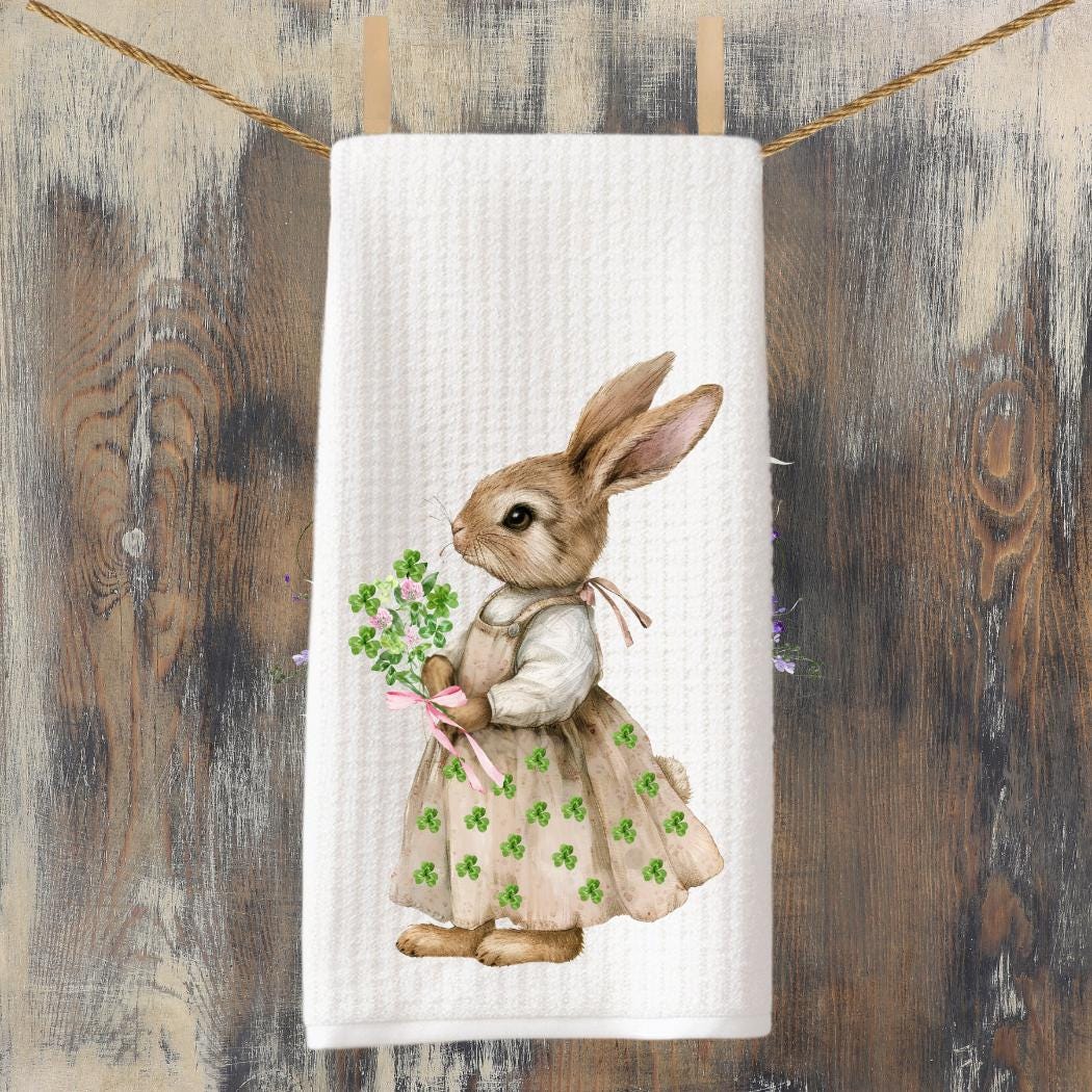 Clover Bunny Tea Towel