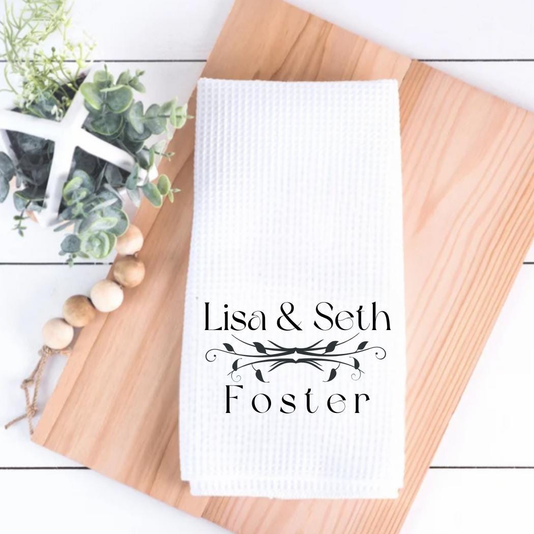 Black and White Wedding Gift Tea Towel