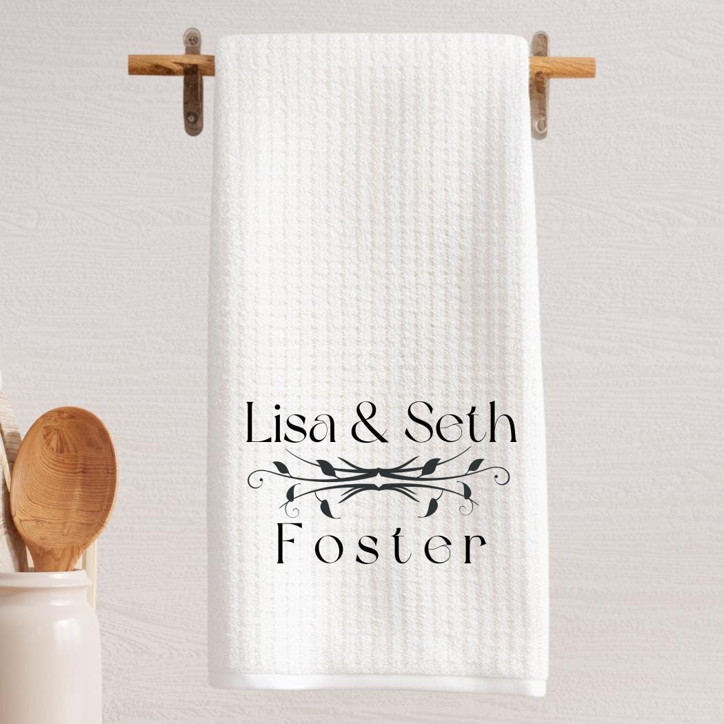 Black and White Wedding Gift Tea Towel