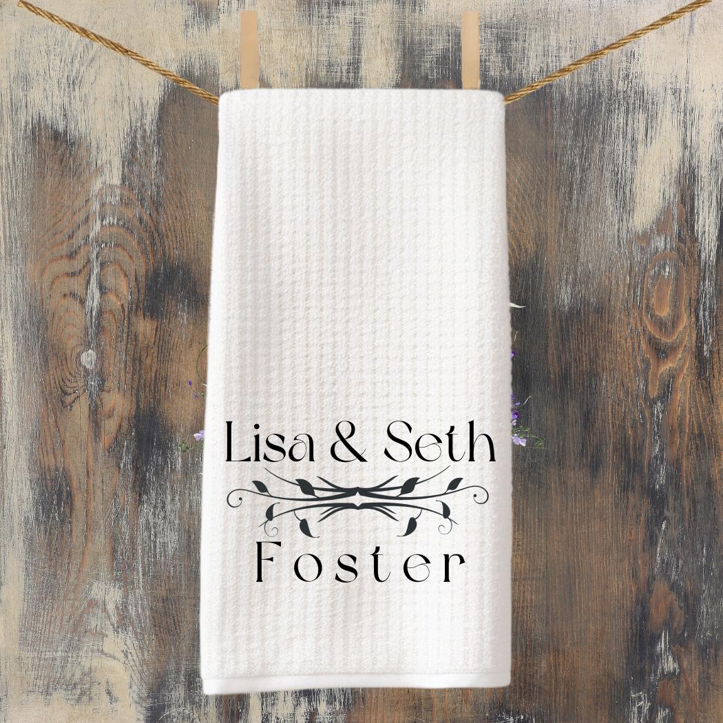 Black and White Wedding Gift Tea Towel