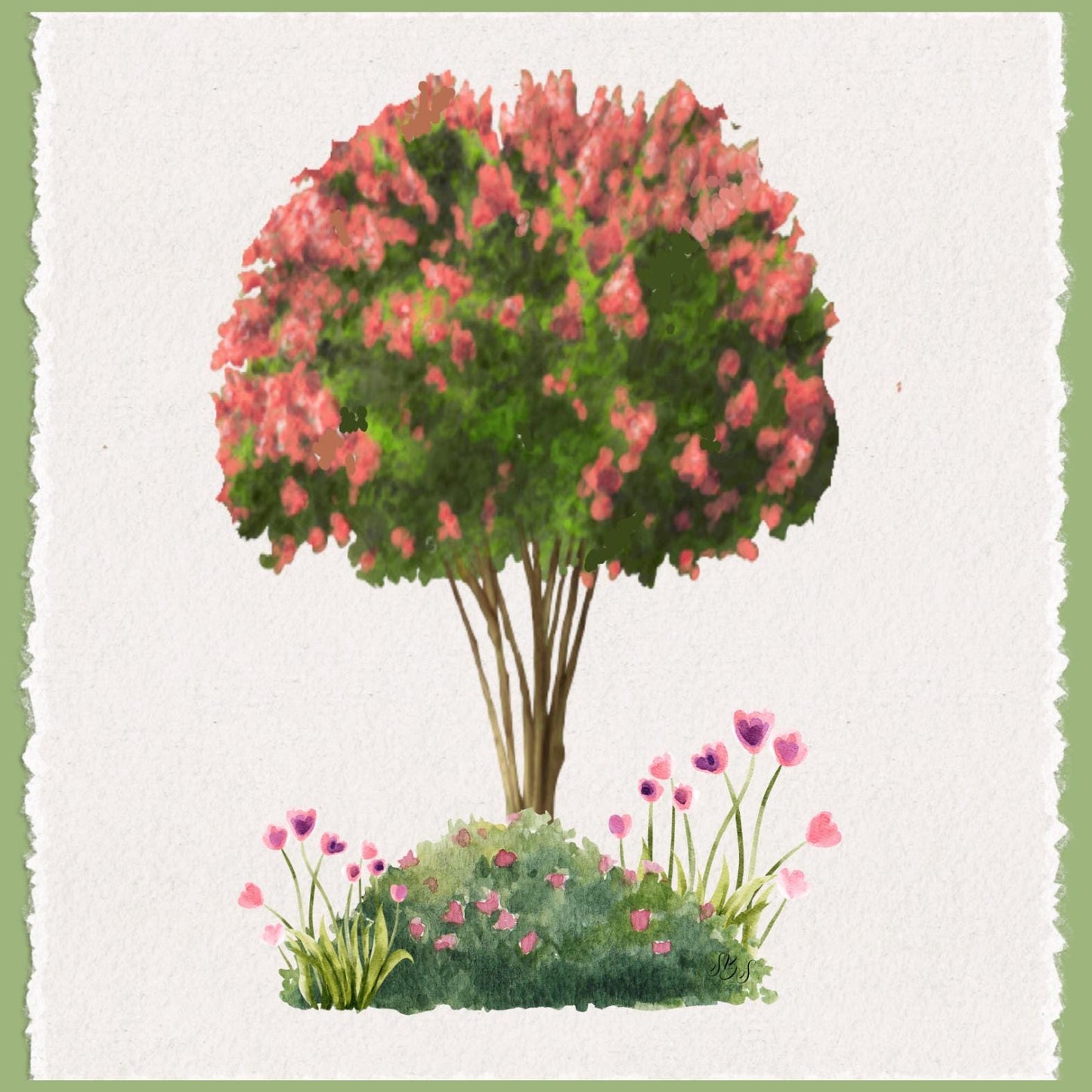 Crepe Myrtle Tree Tea Towel