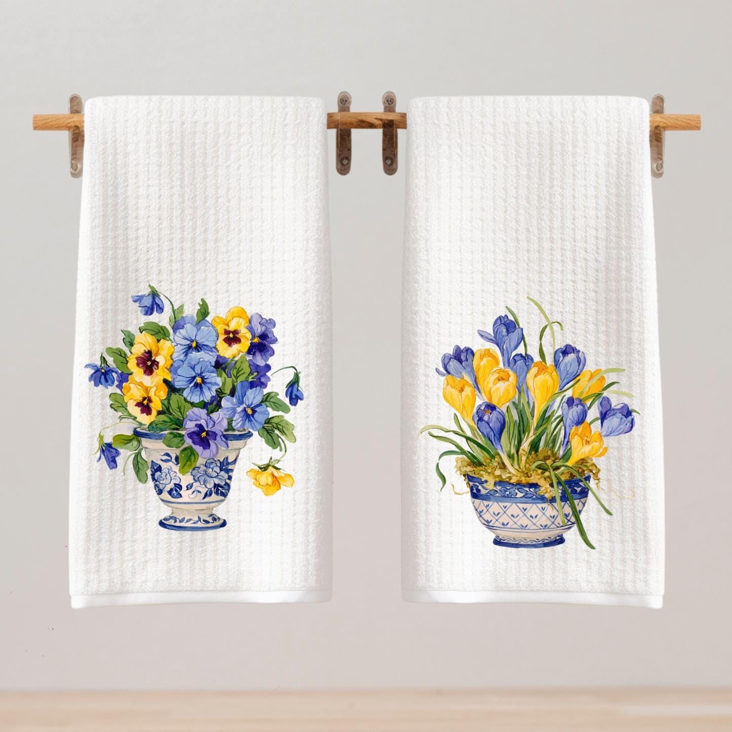 Pansies and Crocus Tea Towel Collection