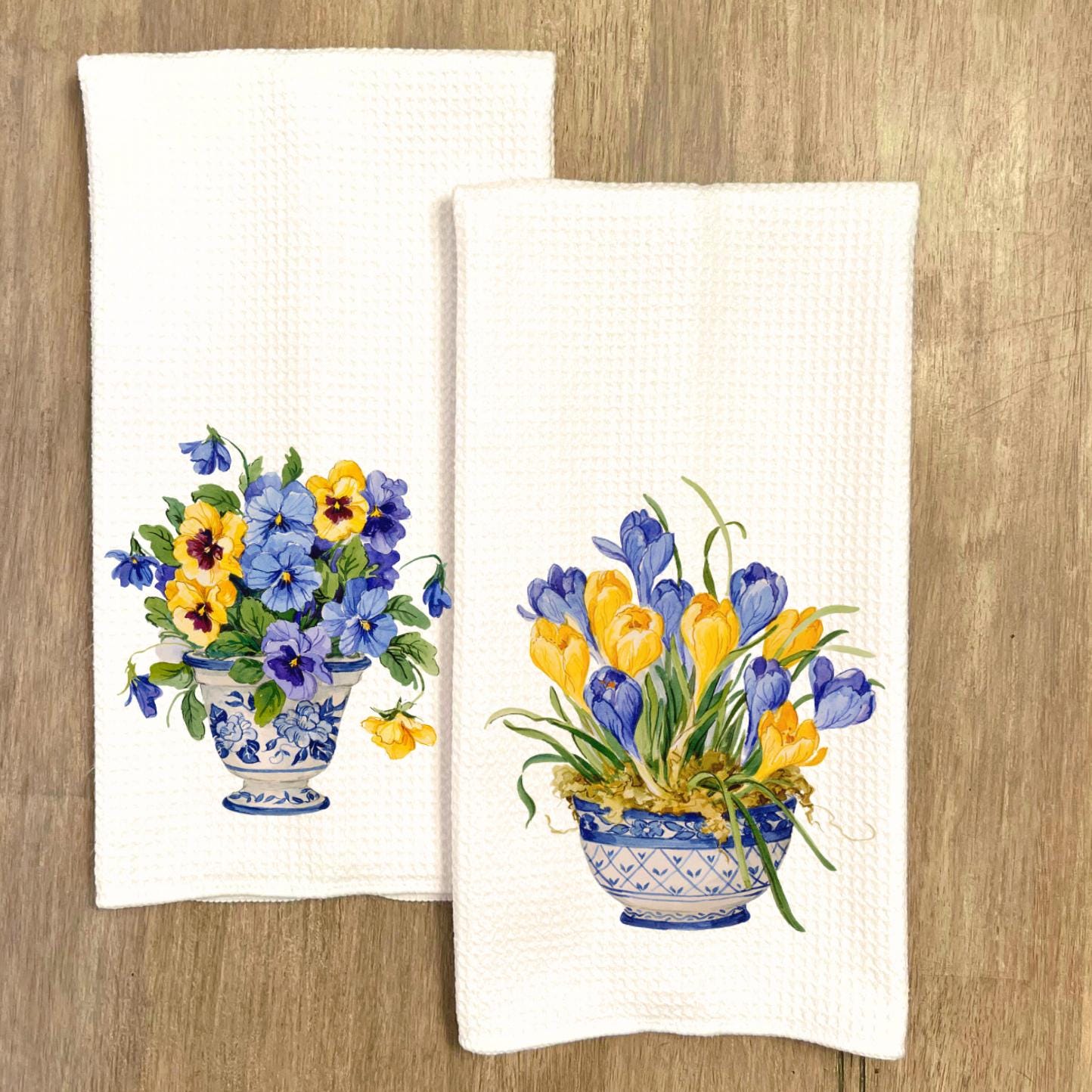 Pansies and Crocus Tea Towel Collection