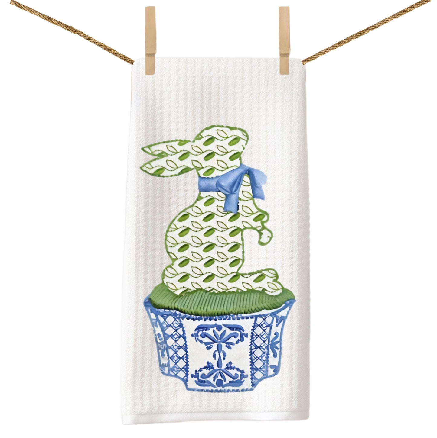 Cloisonne Blue Bunny Tea Towel