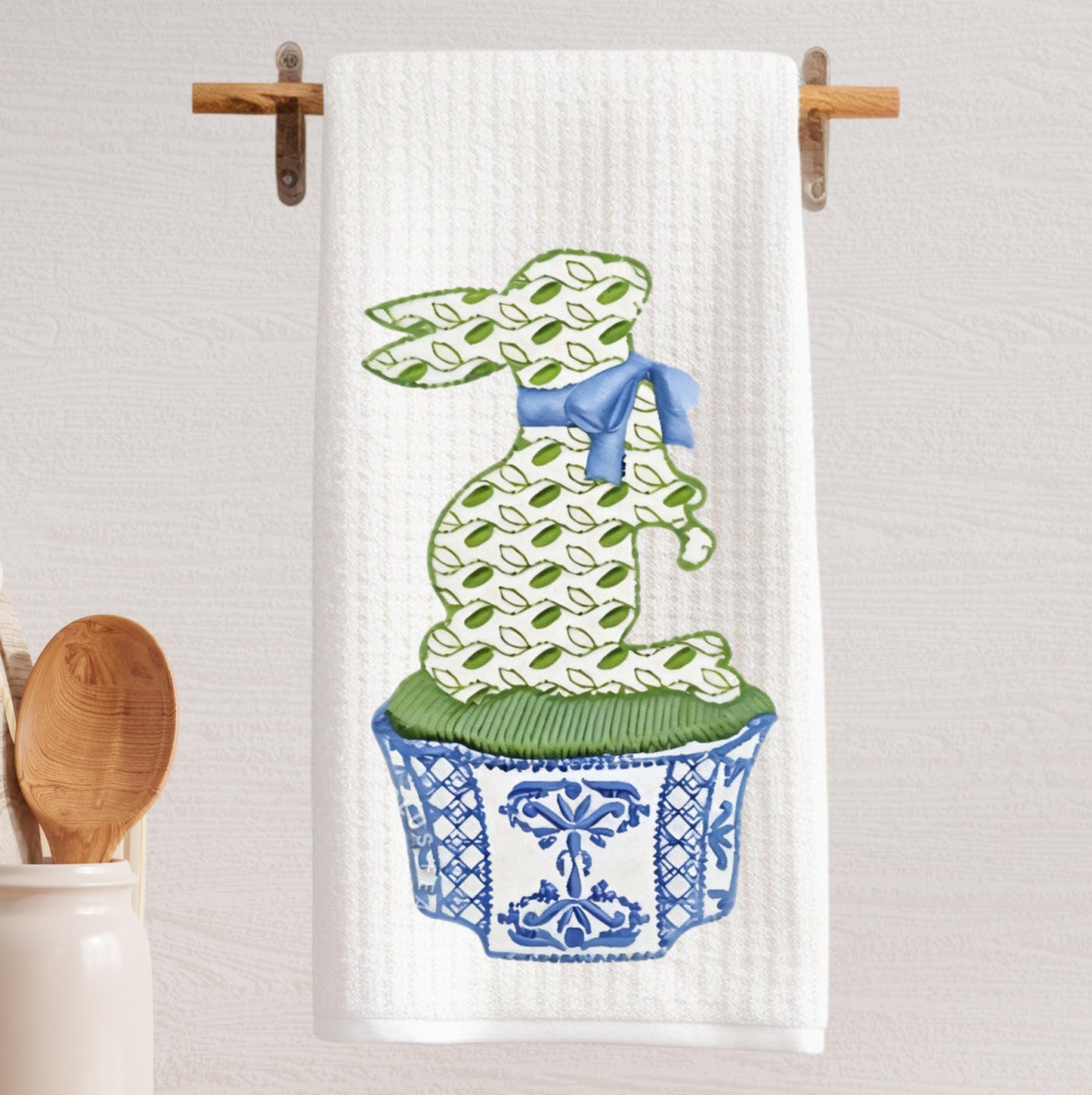 Cloisonne Blue Bunny Tea Towel