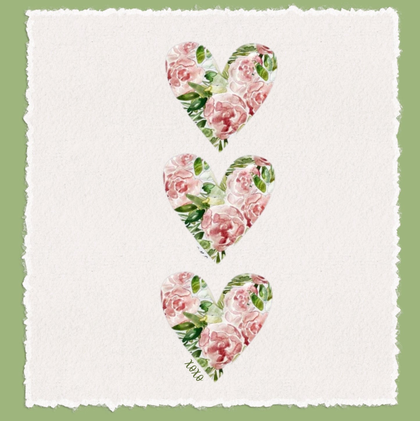 Shabby Cottage Rose Heart Tea Towel