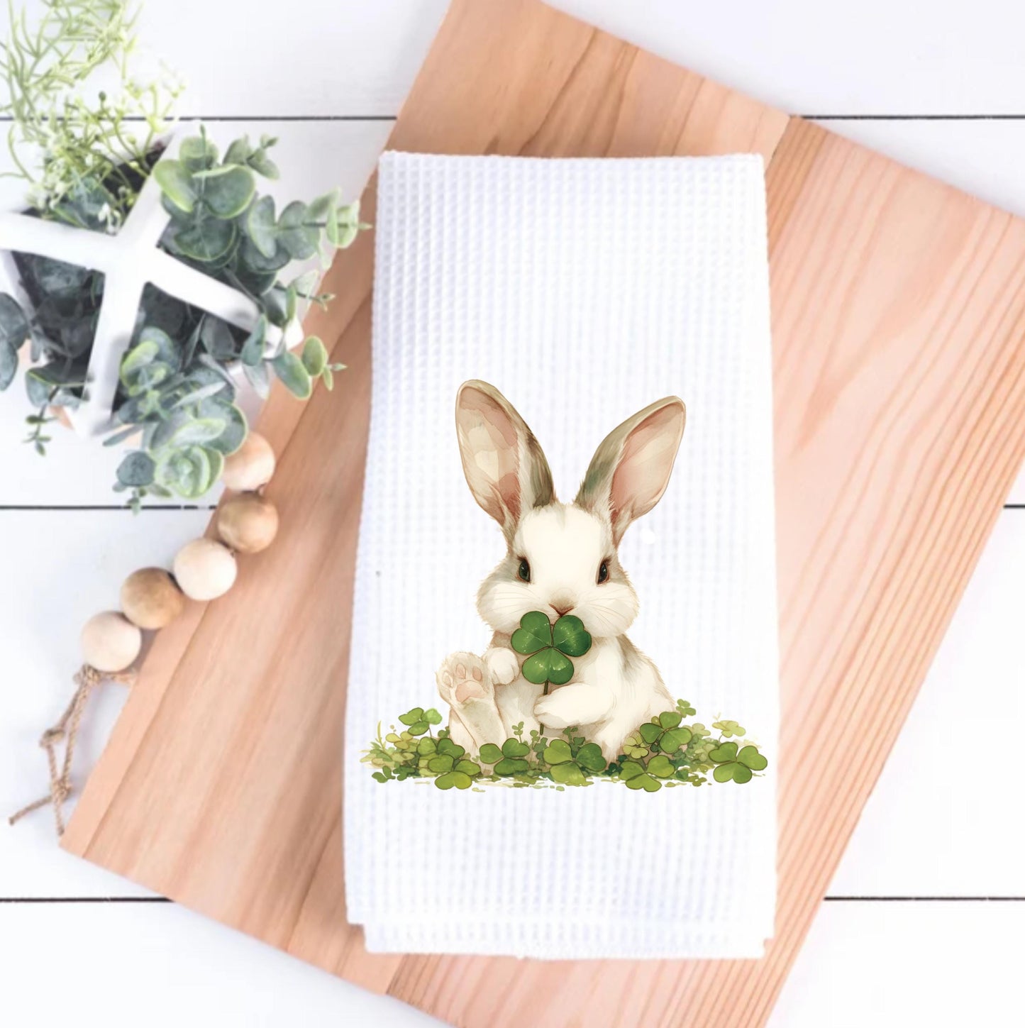 St Patricks Day Bunny Tea Towel