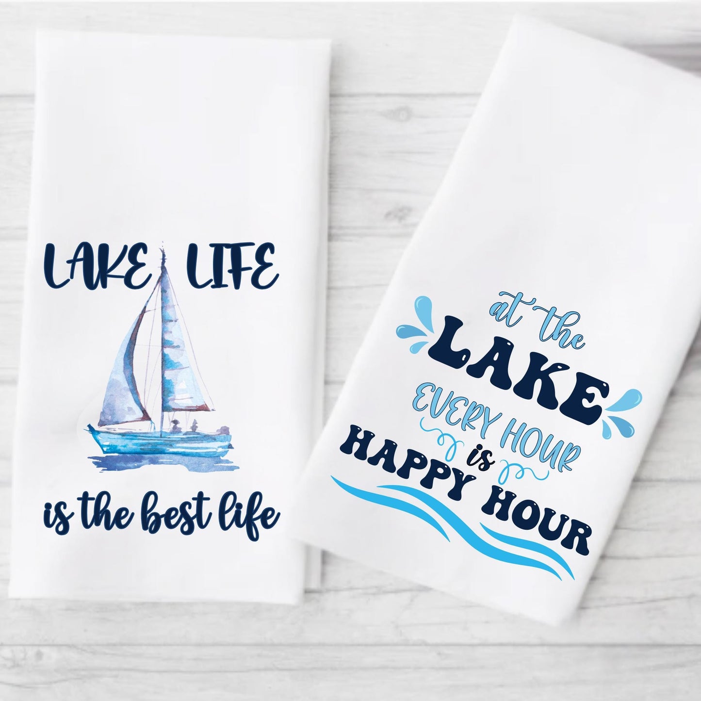 Lake Life and Happy Hour Tea Towel Collection