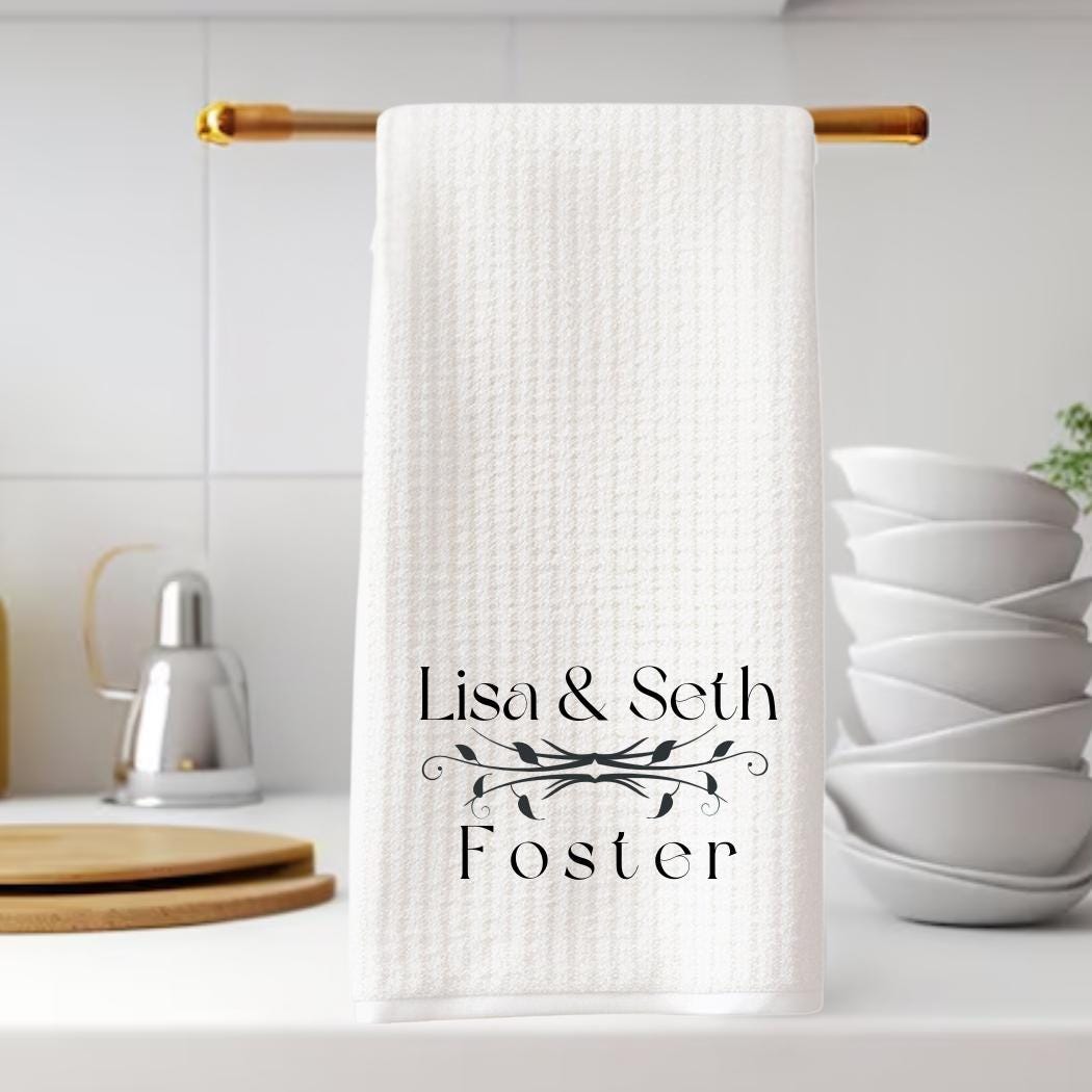 Black and White Wedding Gift Tea Towel