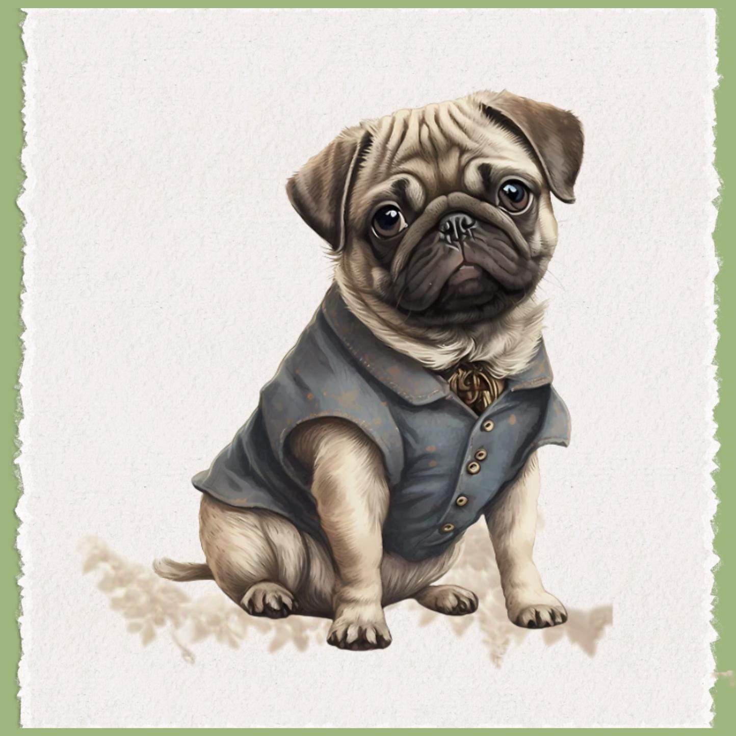 Dapper Pug Tea Towel