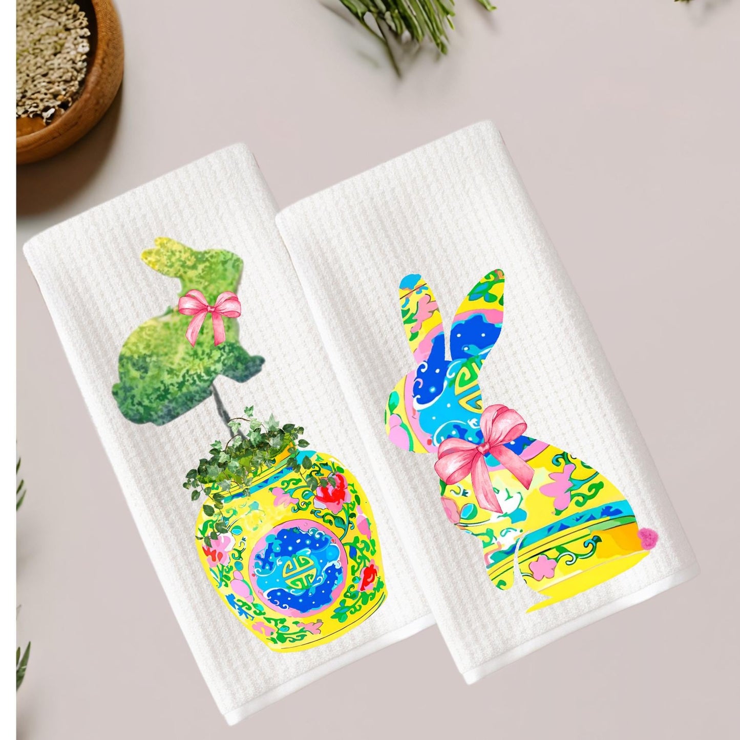 Multicolor Bunny Tea Towel Collection
