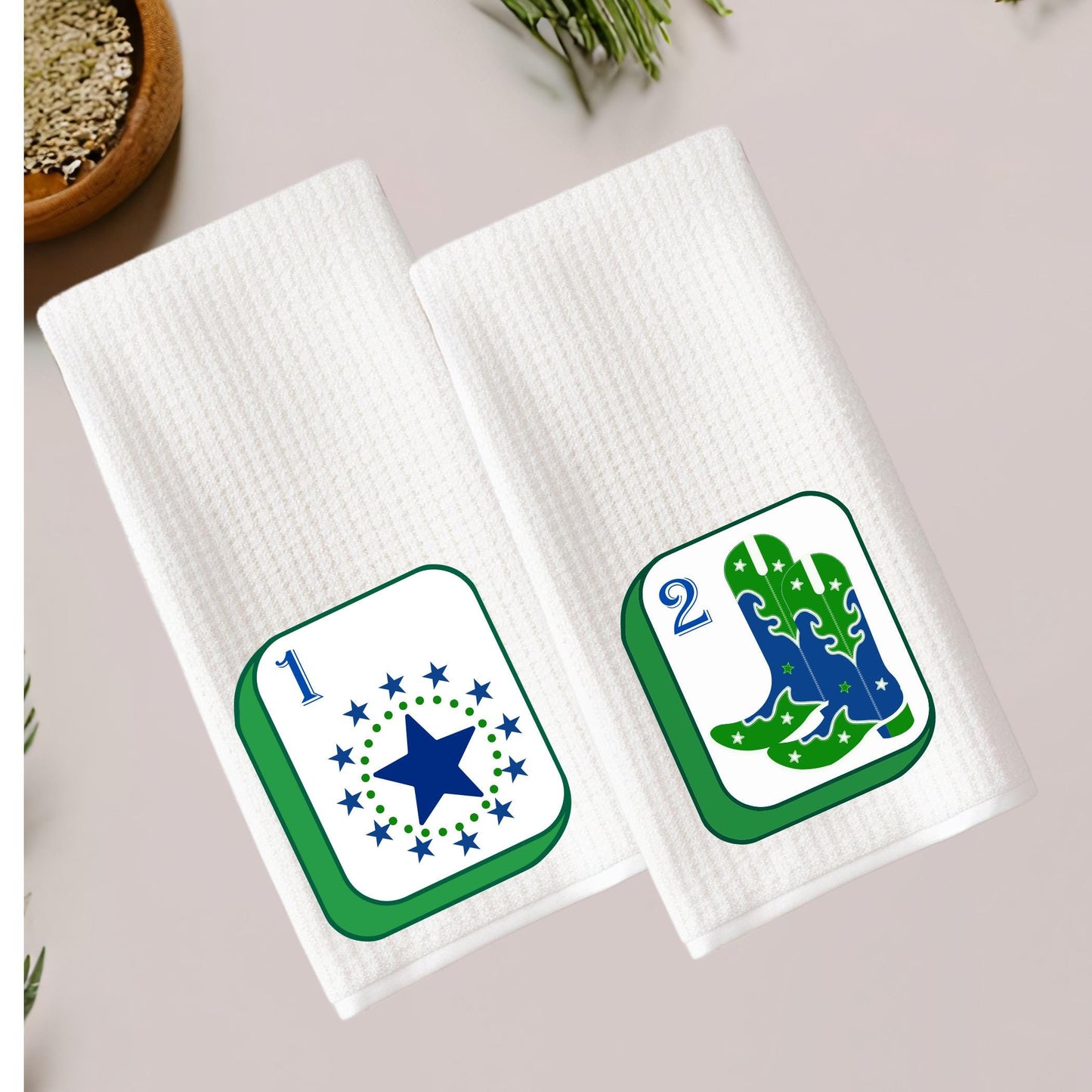 Texas Mahjong Tea Towel Collection