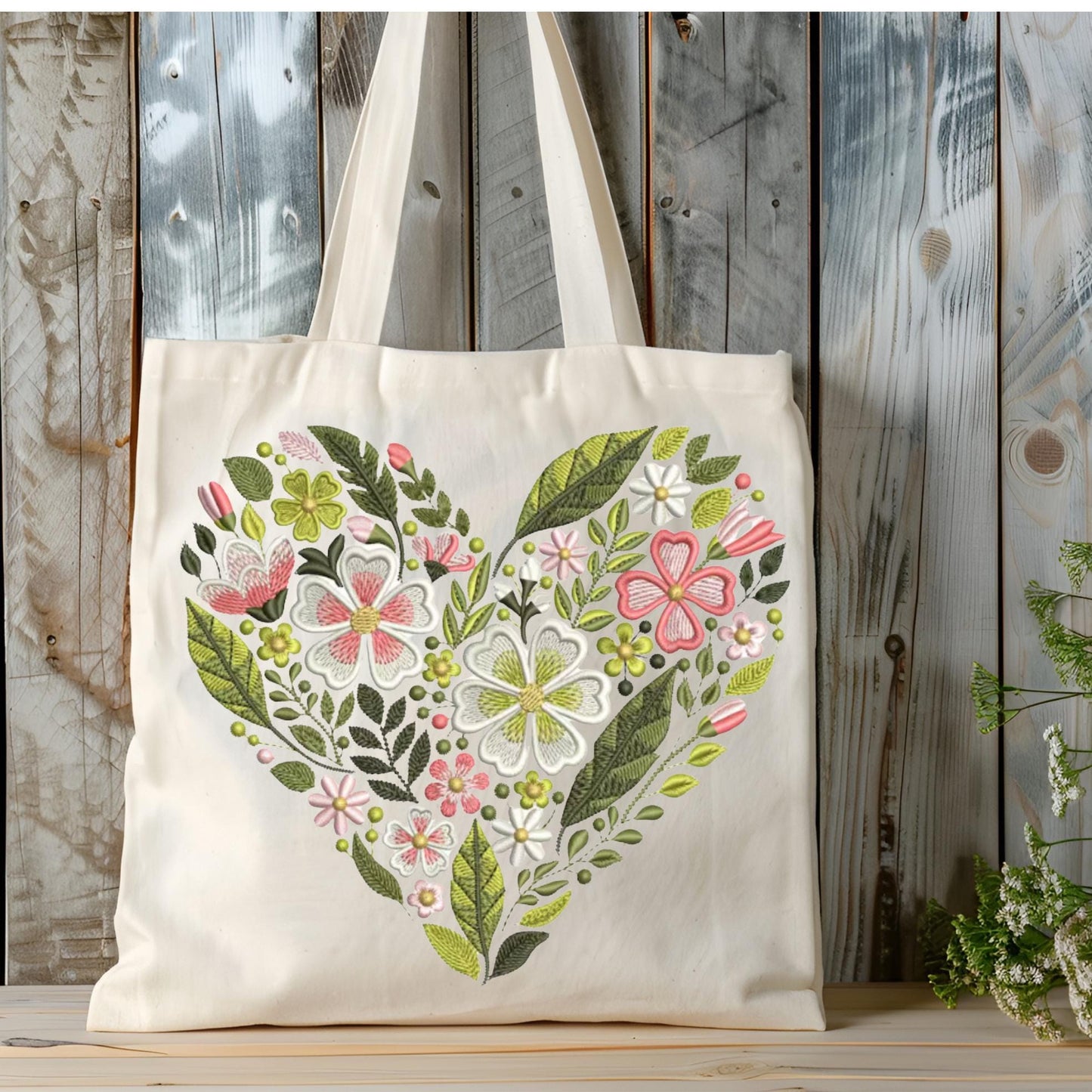 Floral Heart Tote Bag