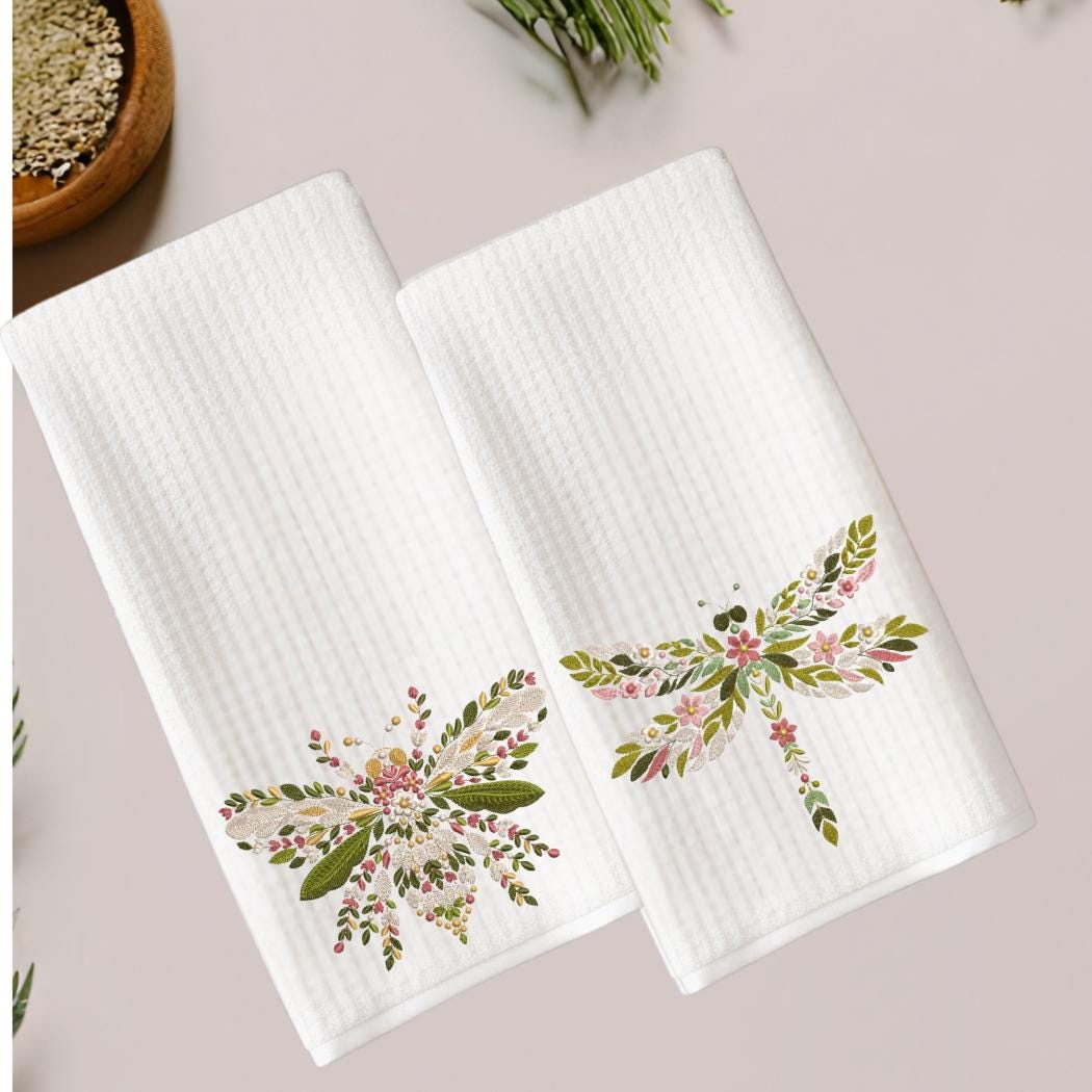 Floral Butterfly, Bee & Dragonfly Tea Towel Collection