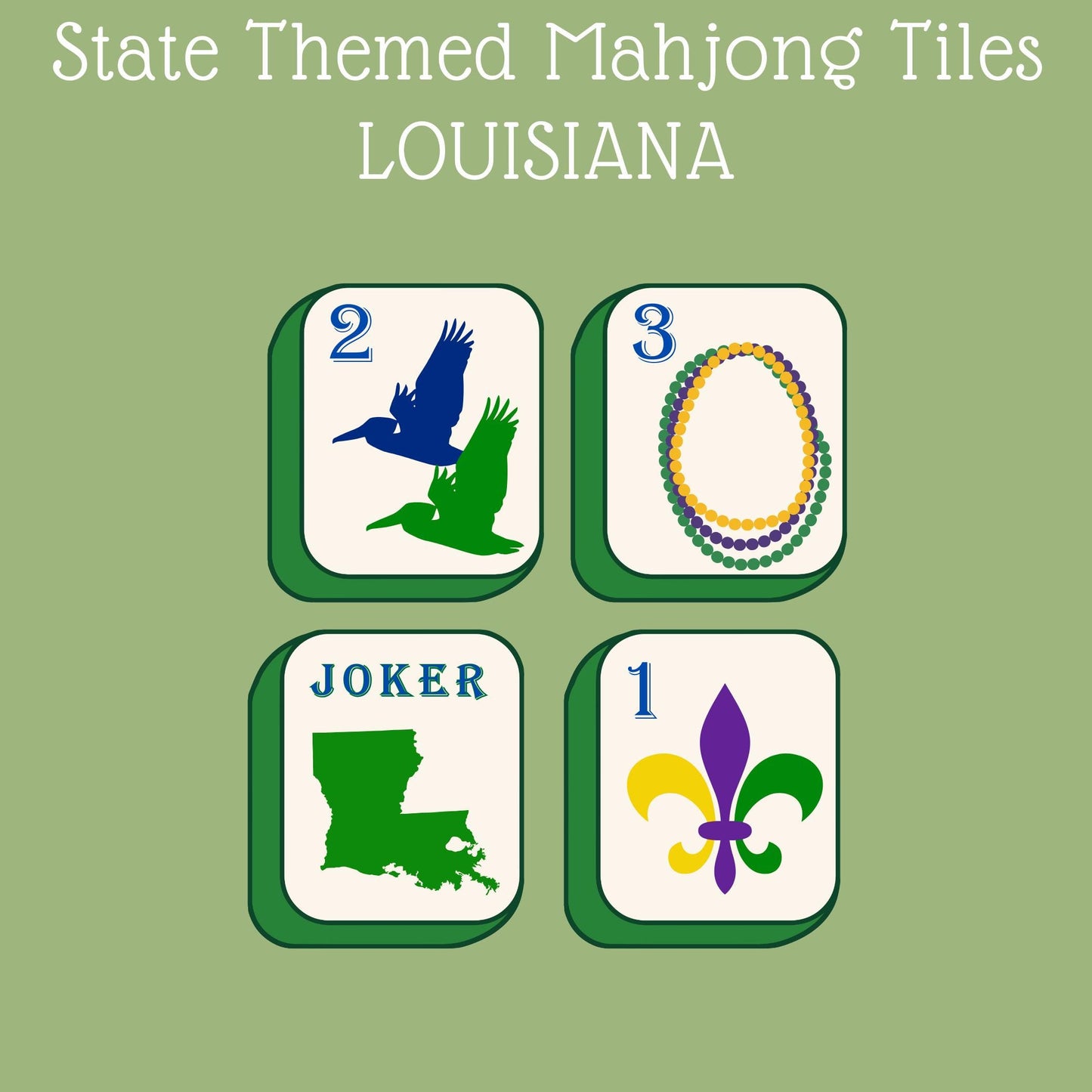 Mahjong Tea Towels - Louisiana Mardi Gras