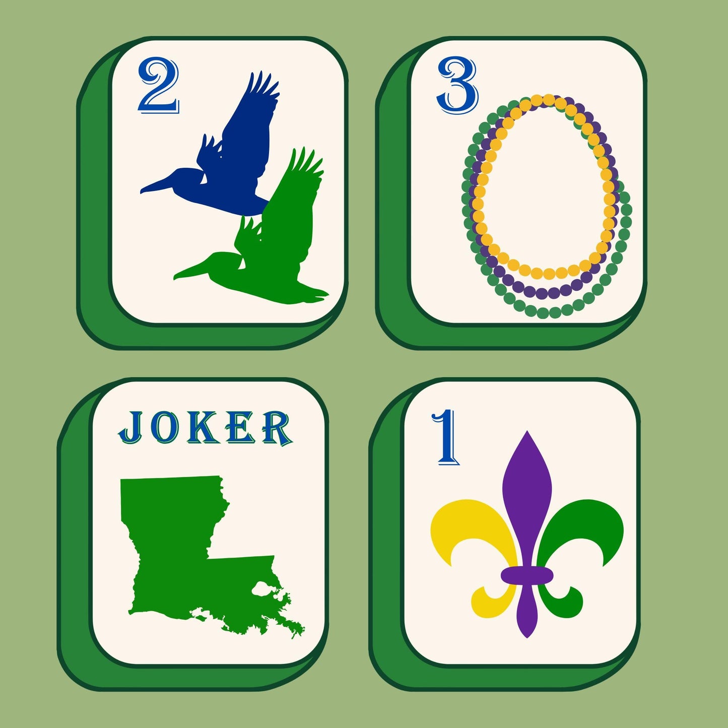 Mahjong Tea Towels - Louisiana Mardi Gras