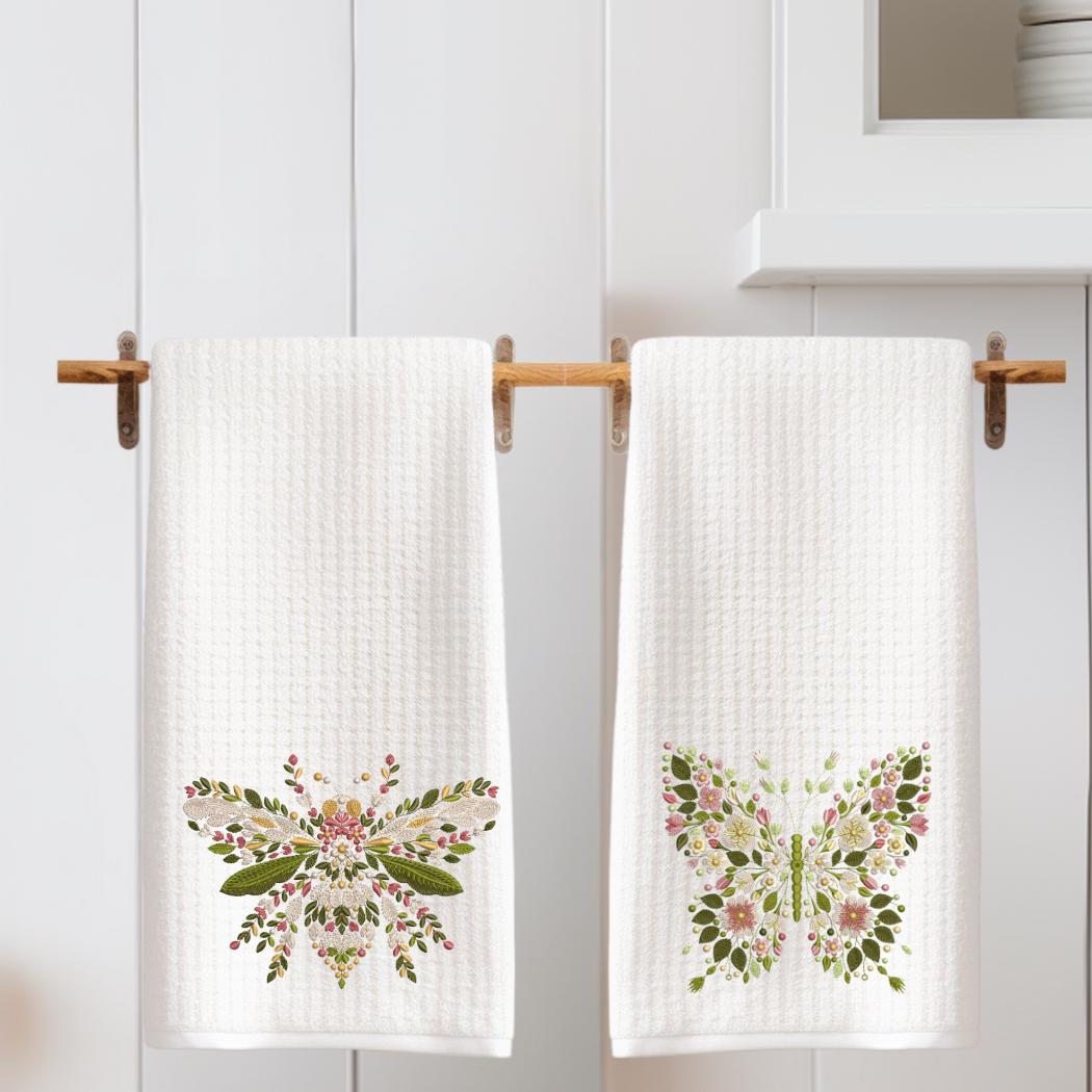 Floral Butterfly, Bee & Dragonfly Tea Towel Collection
