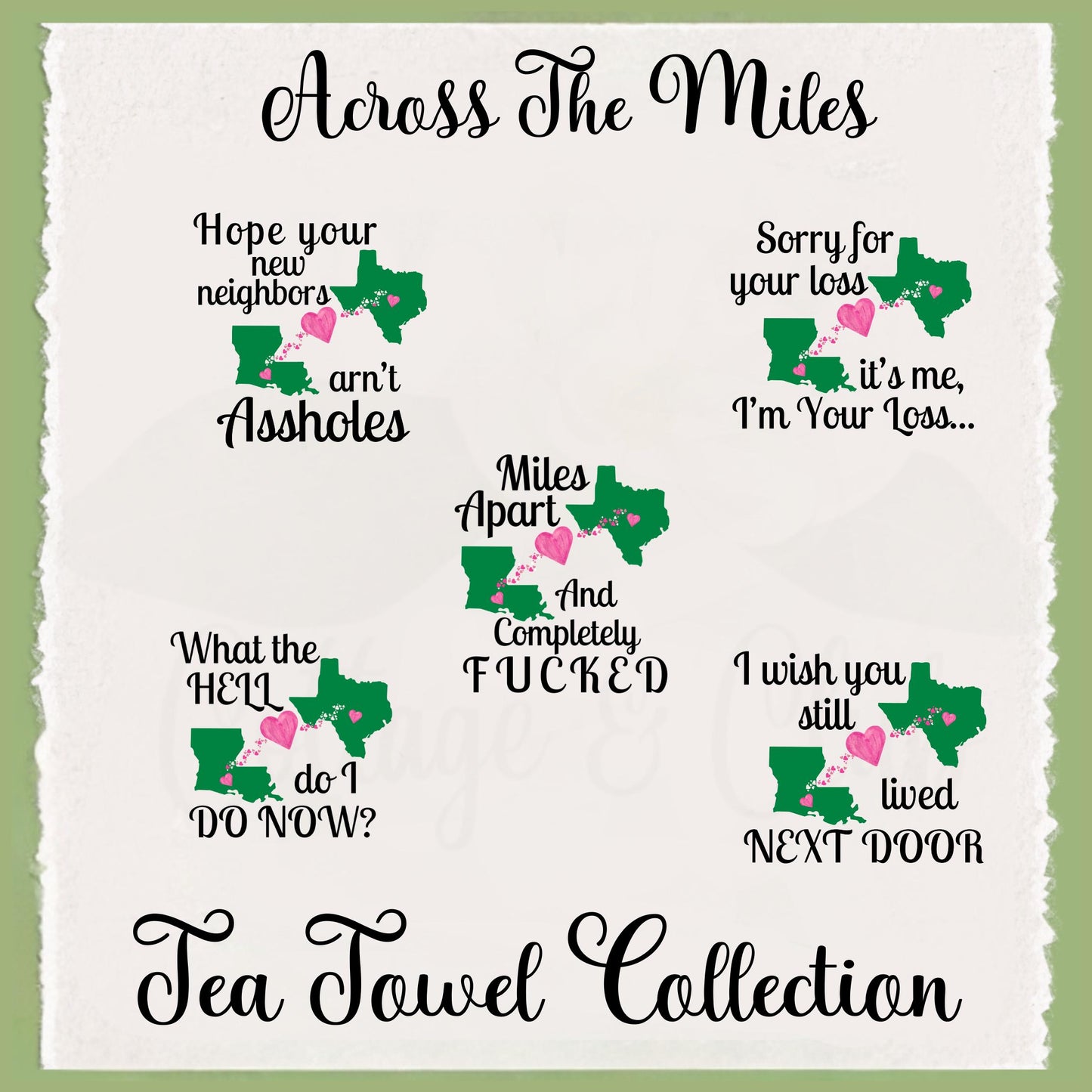 Personalized State to State Dish Towel, Long Distance Two State Friends Dish Towel, Long Distance Friendship Towel, Custom Moving Away Gift