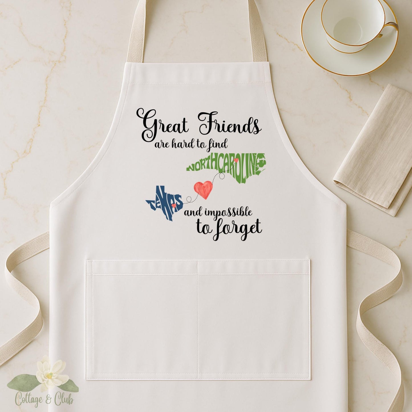 Personalized State to State Dish Towel, Long Distance Two State Friends Tea Towel, Long Distance Friendship Gift, Moving Away Gift