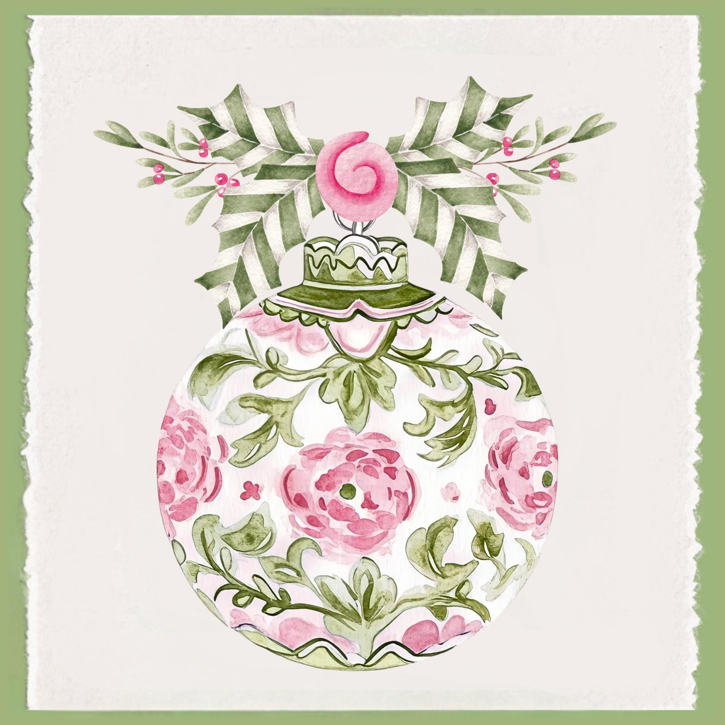 Christmas Pillow - Preppy Pink & Green House Decor - Monogram Christmas Gift - Custom Pillow