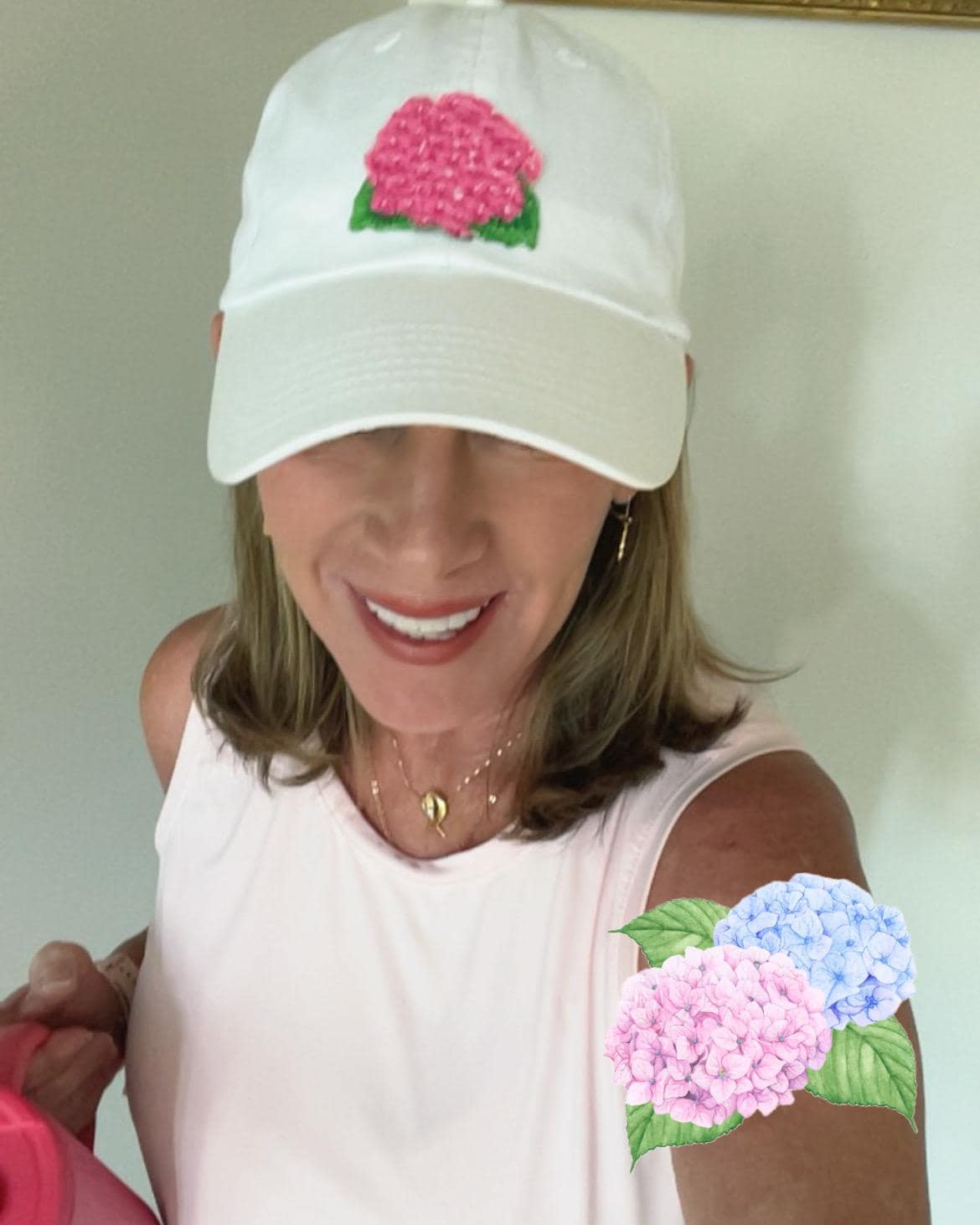 Embroidered Hydrangea Cap or Visor - Preppy Hat Visor - Summer Cap - Old Money Style - Country Club Clothes - Beach Hat or Visor