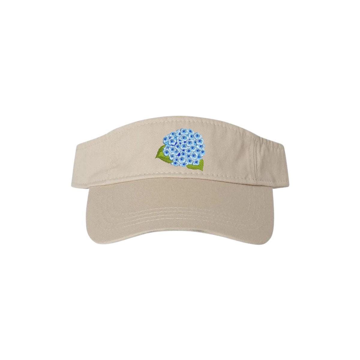 Embroidered Hydrangea Cap or Visor - Preppy Hat Visor - Summer Cap - Old Money Style - Country Club Clothes - Beach Hat or Visor