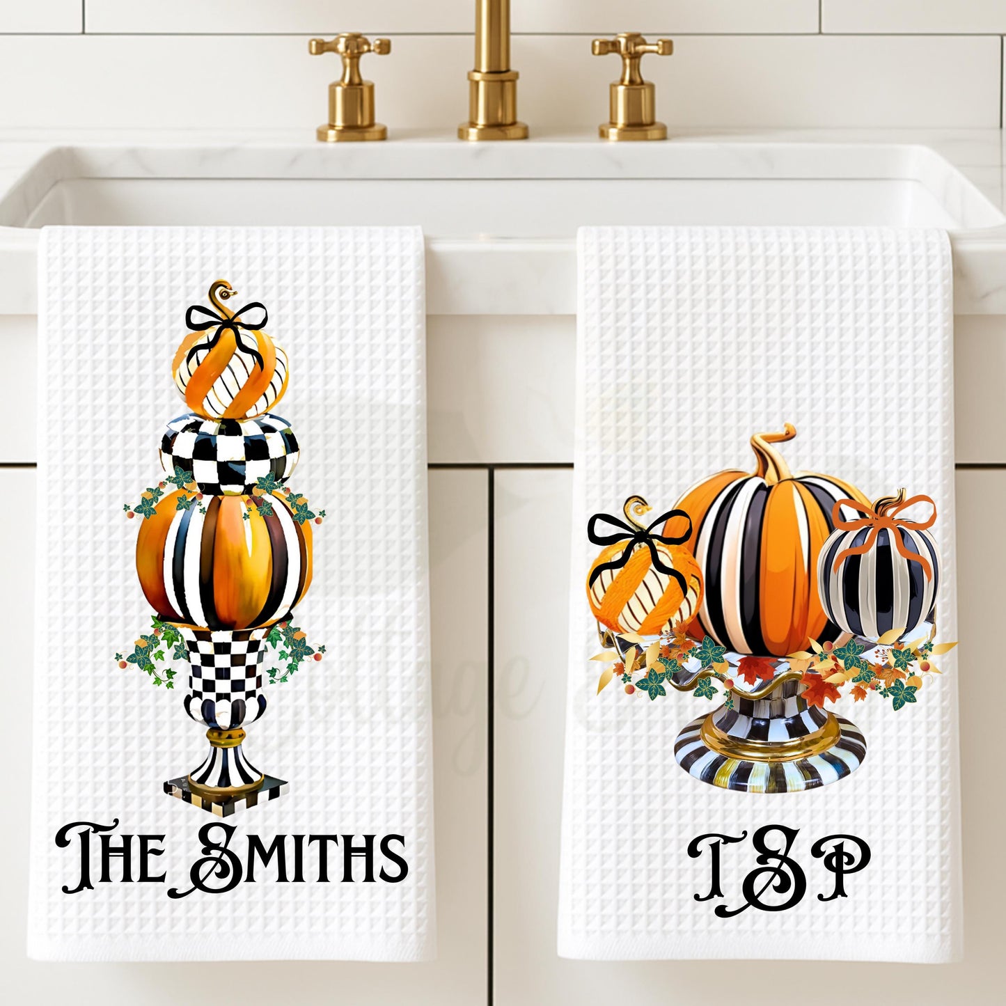 McKenzie Childs Courtly Check Inspired Tea Towel Personalized Gift Preppy Kitchen Decor Birthday Gift For Her Personalized Dish Towel