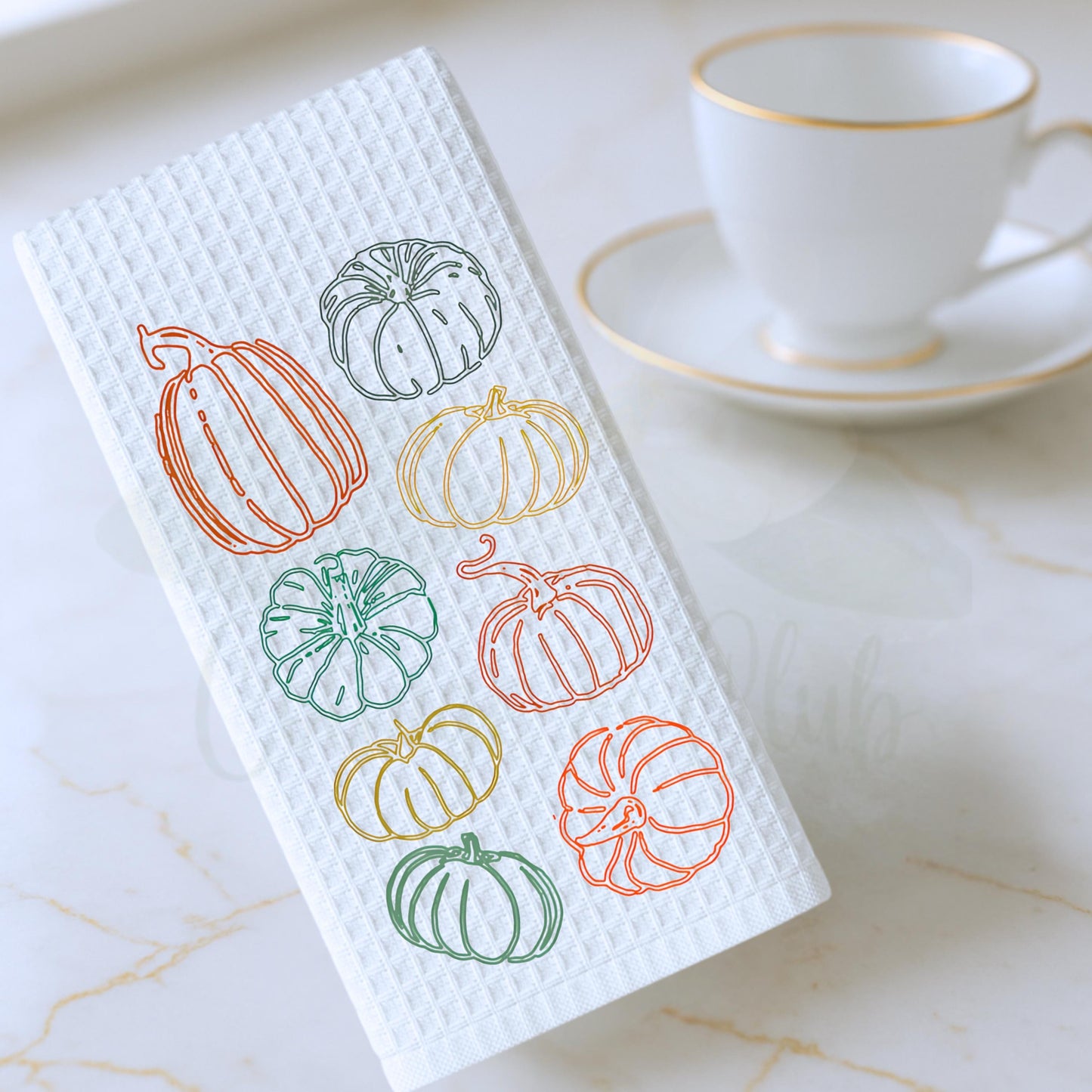 Fall Pumpkin Tea Towel Personalized Gift Preppy Kitchen Decor Hostess Birthday Gift For Her Personalized Dish Towel