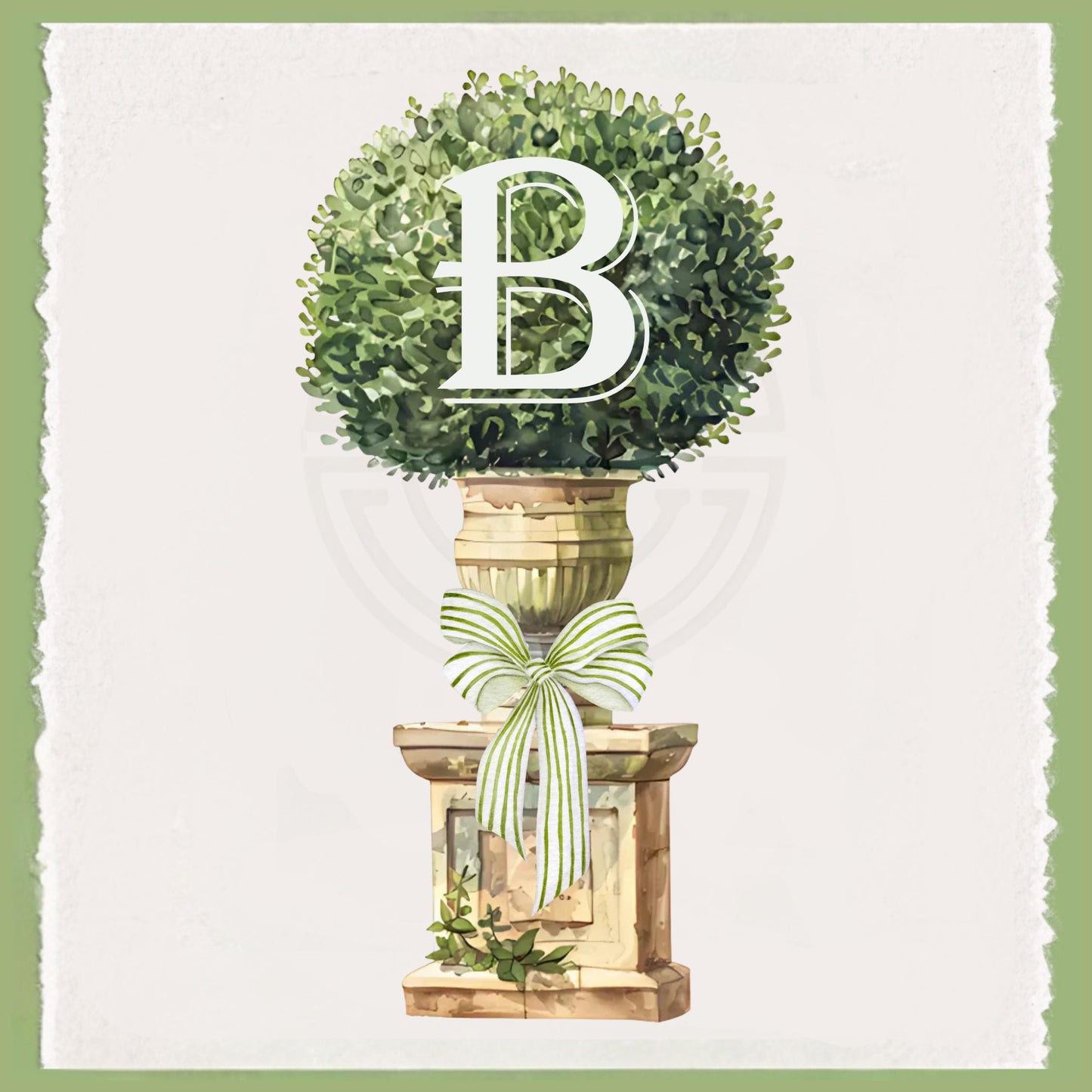 Monogram Boxwood Topiary Tea Towel Personalized Gift Preppy Kitchen Decor Hostess Birthday Gift For Her Personalized Towel
