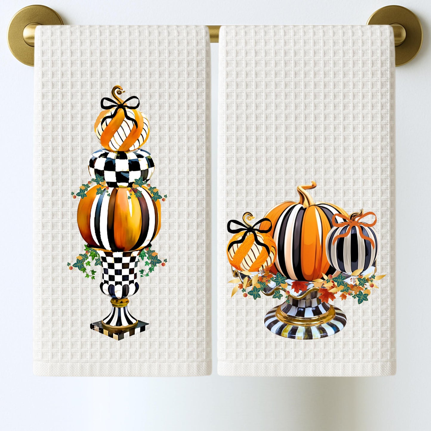 McKenzie Childs Courtly Check Inspired Tea Towel Personalized Gift Preppy Kitchen Decor Birthday Gift For Her Personalized Dish Towel
