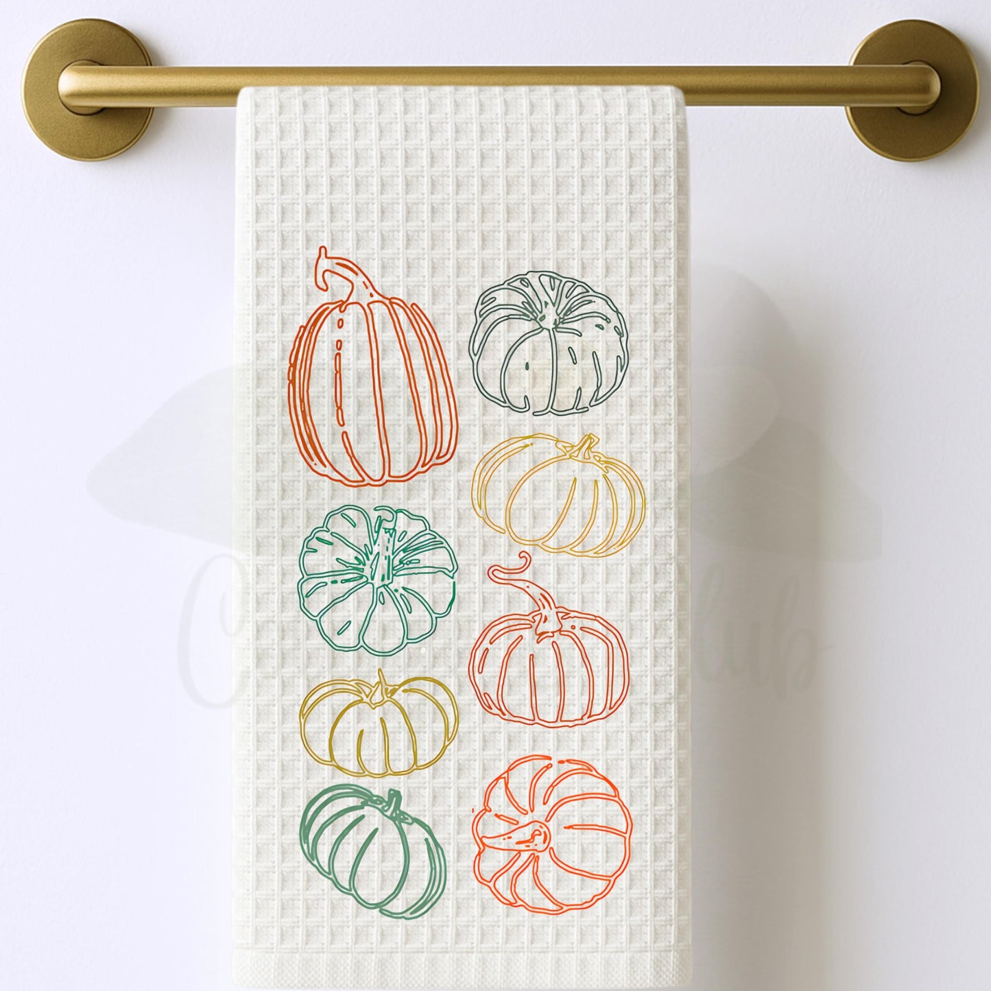Fall Pumpkin Tea Towel Personalized Gift Preppy Kitchen Decor Hostess Birthday Gift For Her Personalized Dish Towel
